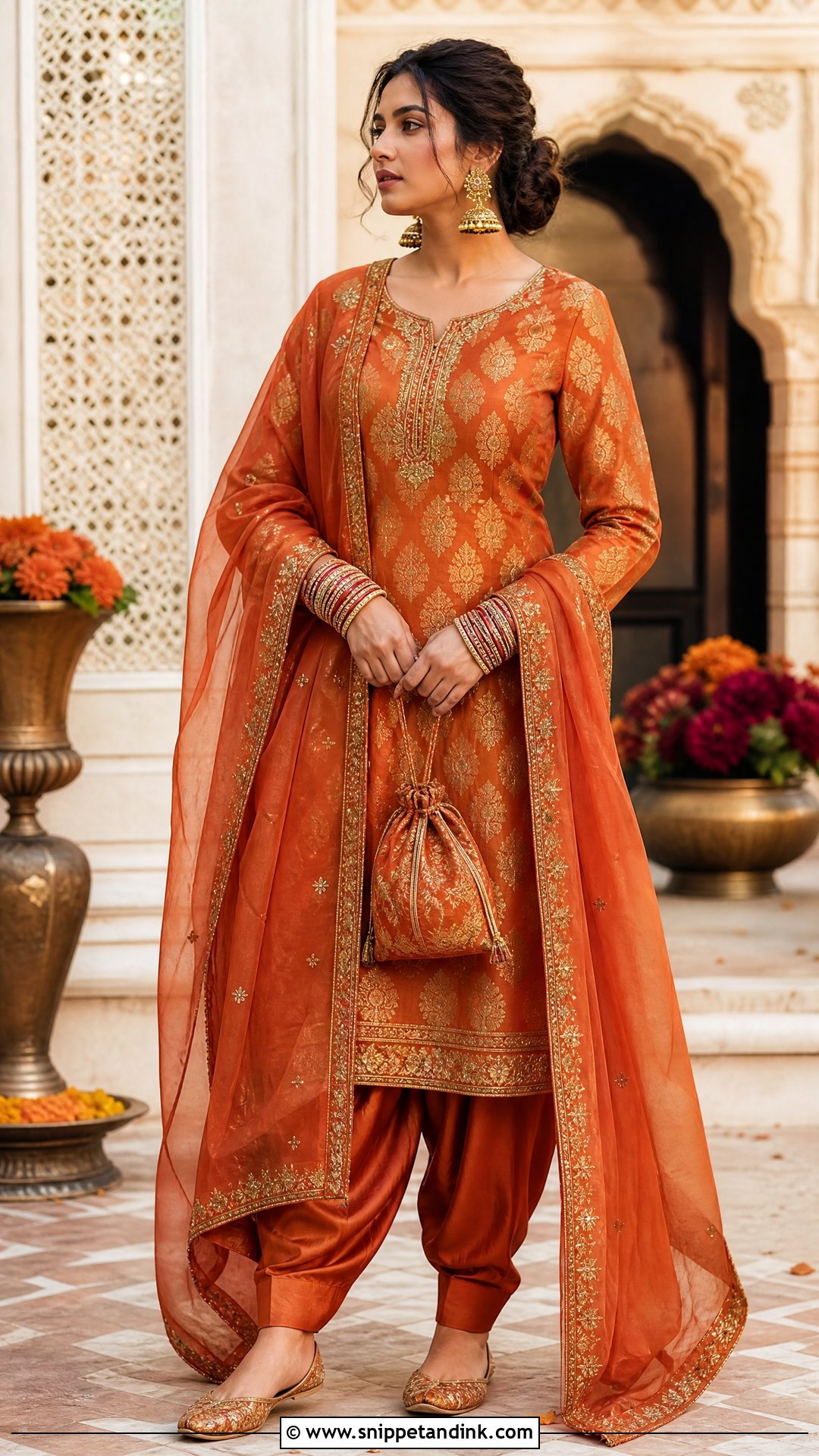 Rust Orange Brocade Punjabi Bridal Suit - Snippet and Ink - 20 Punjabi Bridal Wedding Suit Ideas