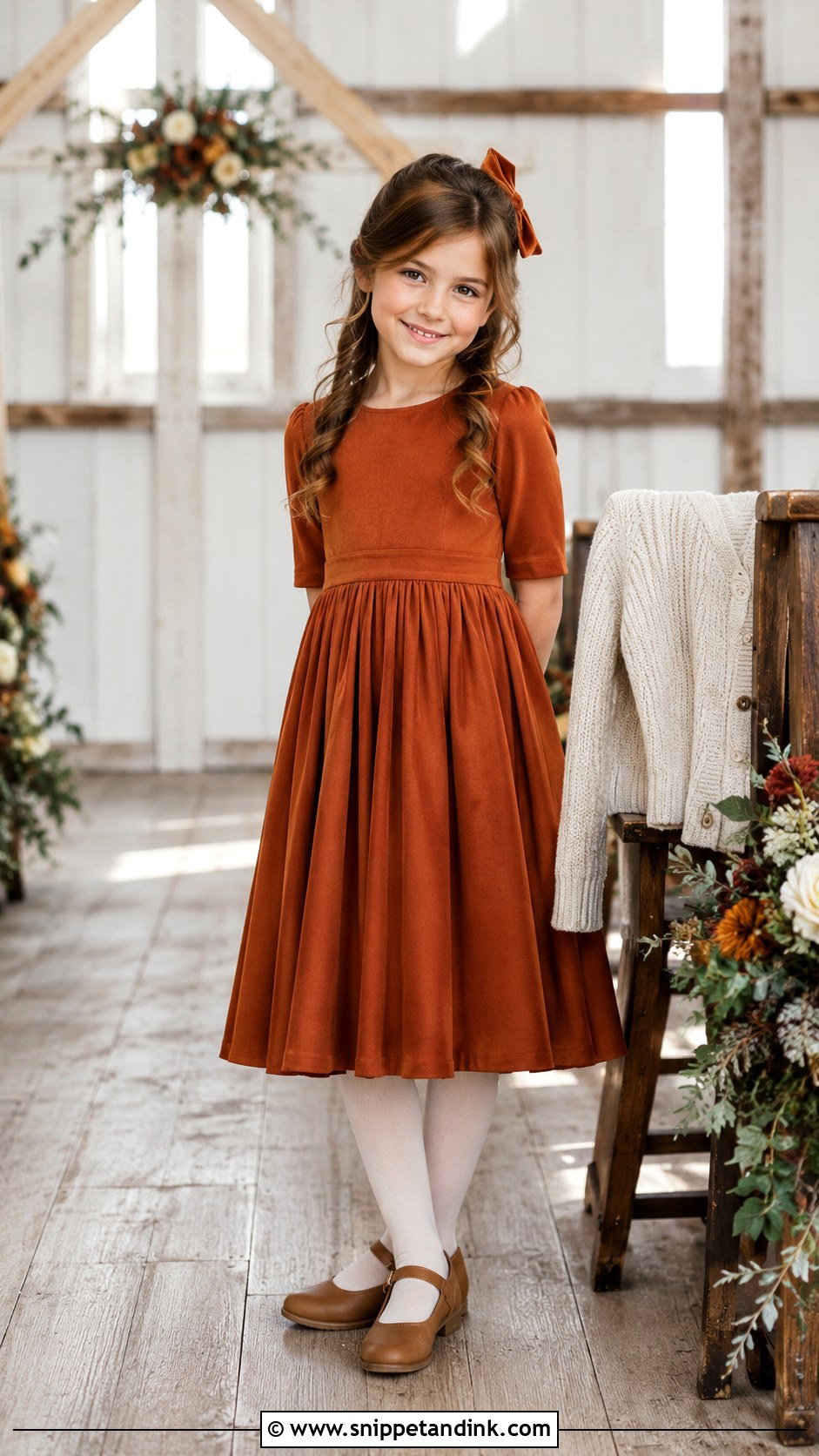 Rust Orange Girl Dress for Fall Wedding - Snippet and Ink - 20 Girl Dresses for Wedding