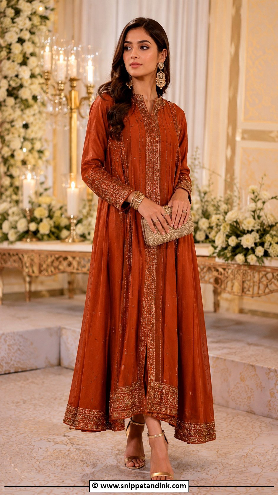 Rust Orange Henna Night Outfit - Snippet and Ink - 30 Henna Night Dress Ideas