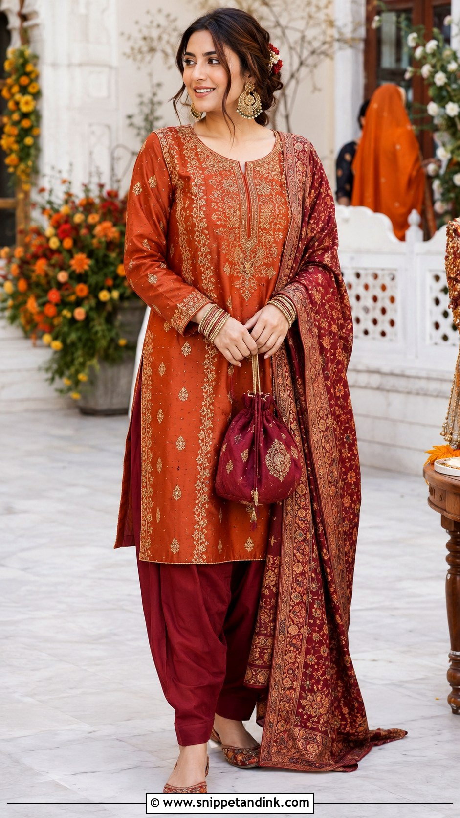 Rust Orange Kashmiri Salwar Kameez - Snippet and Ink - 20 Kashmiri Wedding Dress Ideas