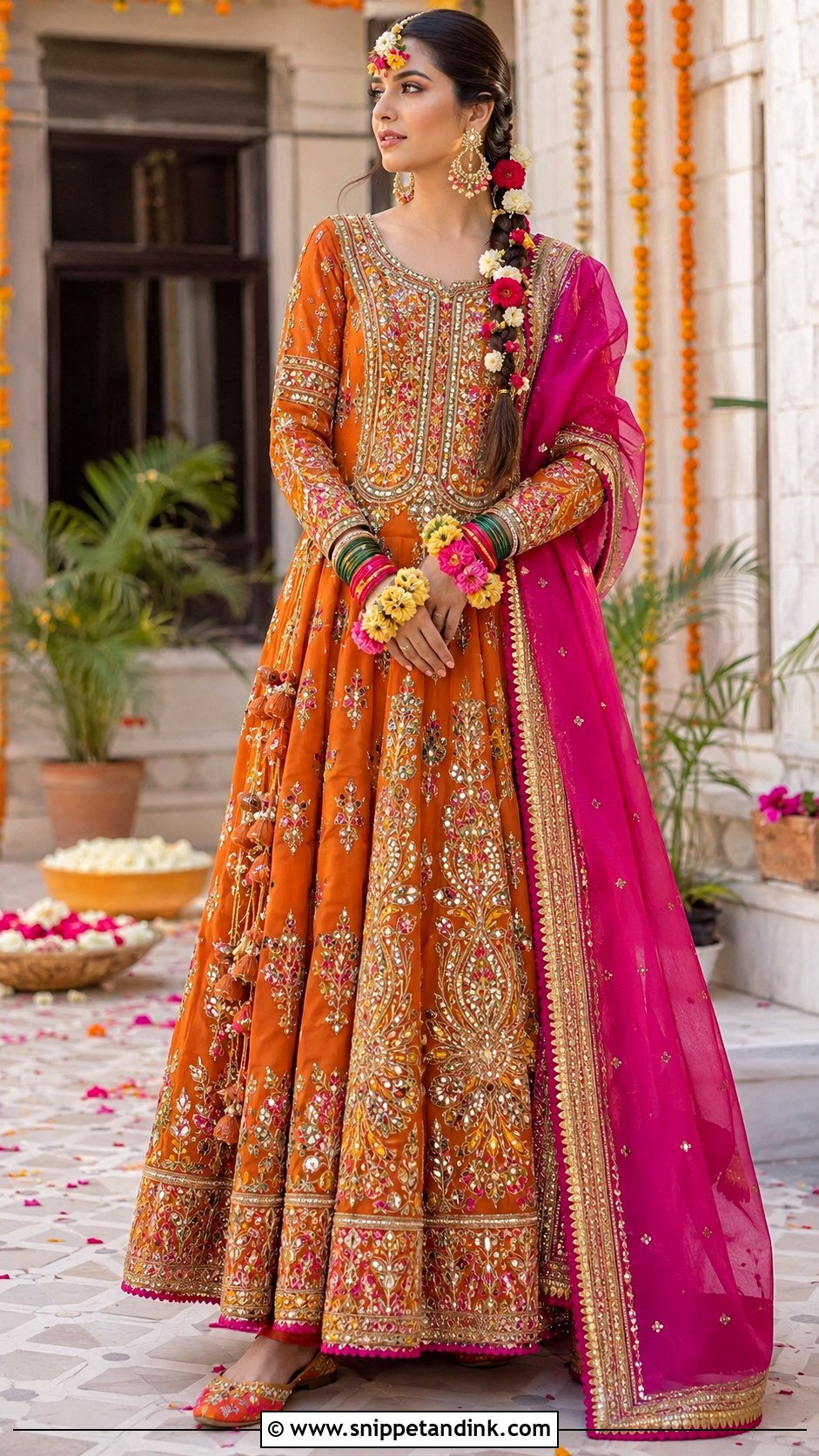 Rust Orange Mehndi Lehenga Haris Shakeel Bridal Dress - Snippet and Ink - 20 Haris Shakeel Bridal Dresses