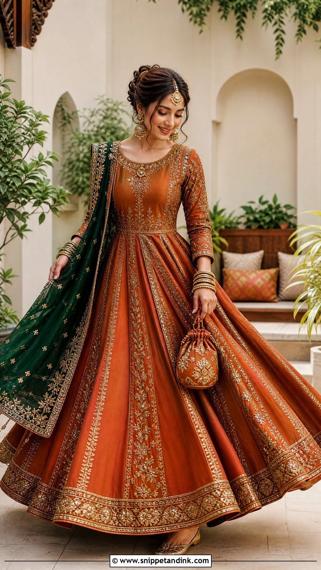 Rust Orange Pakistani Bridal Kalidar - Snippet and Ink - 20 Simple Pakistani Bridal Dresses