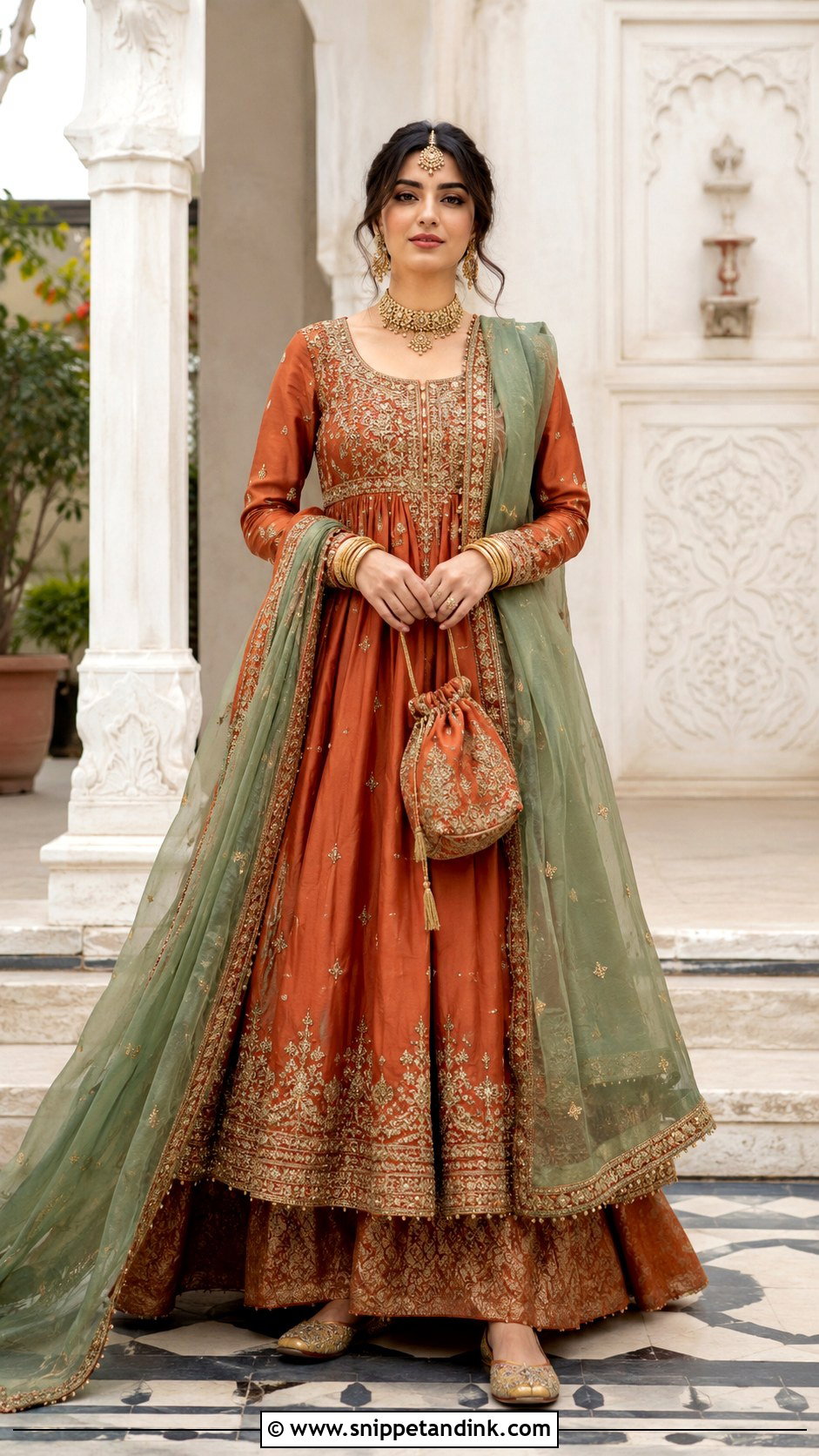 Rust Orange Pakistani Bridal Pishwas - Snippet and Ink - 20 Pakistan Bridal Dress Ideas