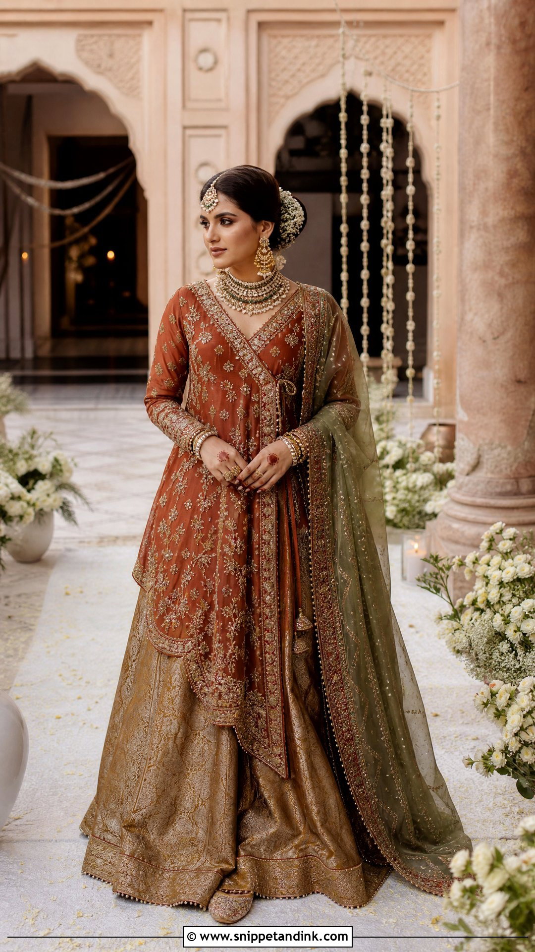 Rust Pakistani Bridal Angrakha Lehenga Suit - Snippet and Ink - 20 Pakistani Bridal Suits