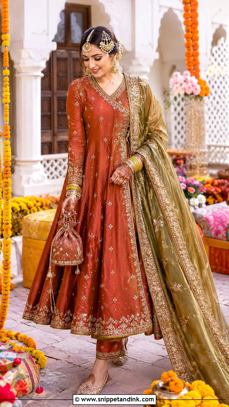 Rust Pakistani Bridal Angrakha - Snippet and Ink - 20 New Pakistani Bridal Dresses