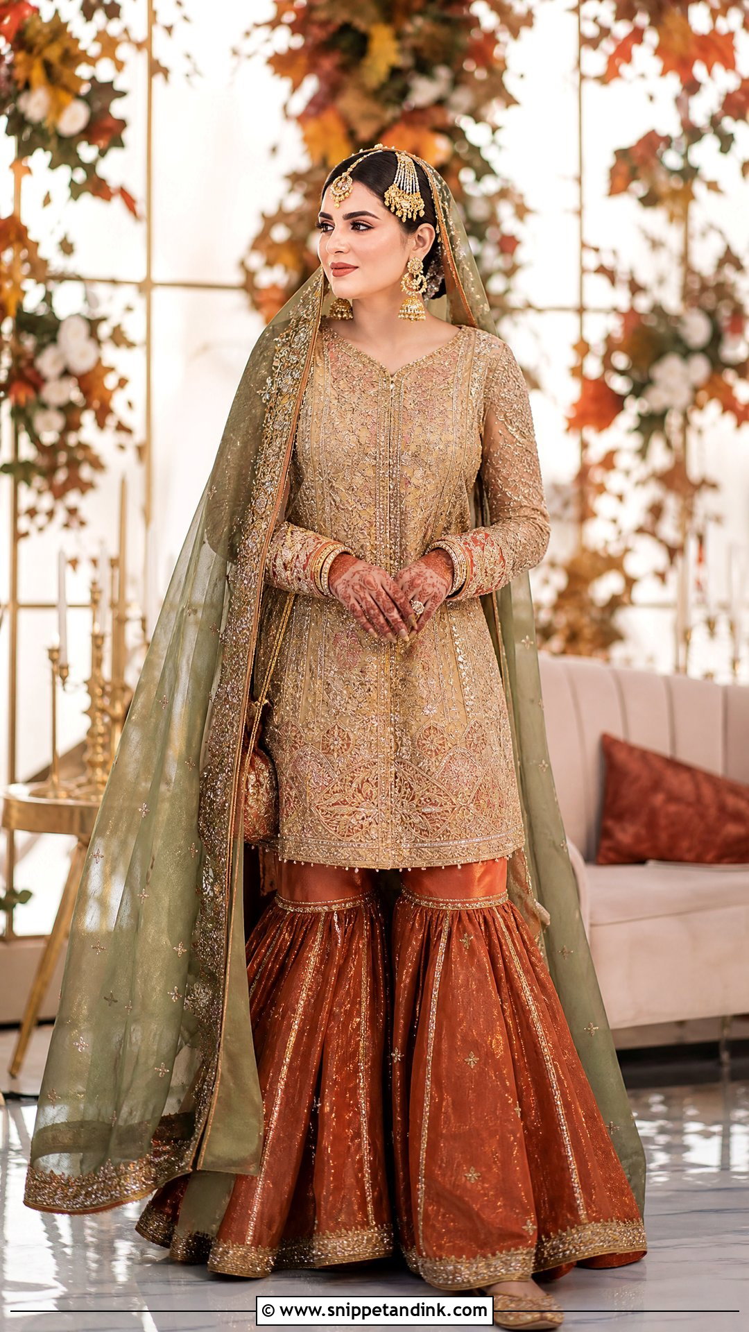 Rust Pakistani Bridal Gharara - Snippet and Ink - 20 Pakistani Bridal Outfits