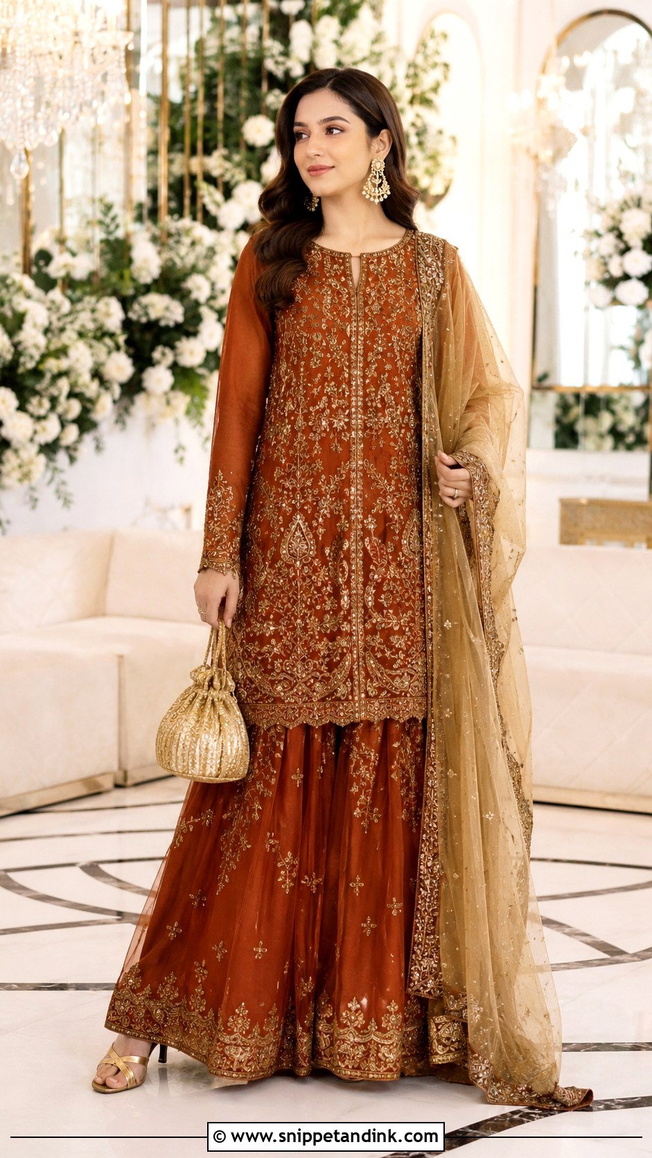 Rust Pakistani Dress For Barat - Snippet and Ink - 25 Pakistani Wedding Dresses Sisters