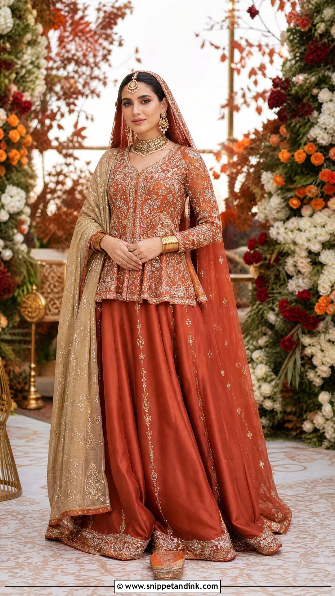 Rust Peplum Lehenga Pakistani Wedding Dress - Snippet and Ink - 20 New Pakistani Wedding Dresses