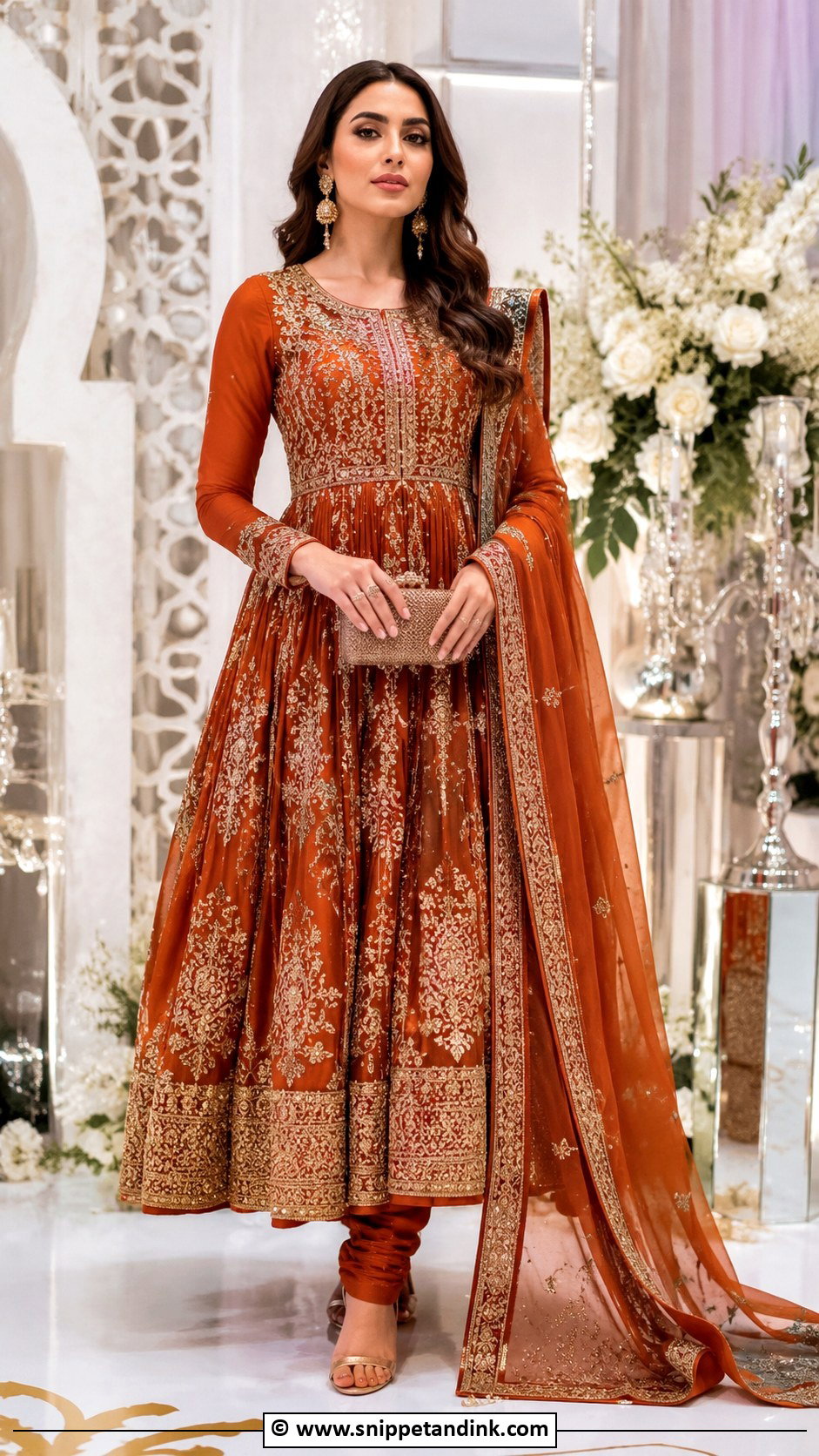 Rust Pishwas Barat Dress - Snippet and Ink - 30 Barat Dress Ideas