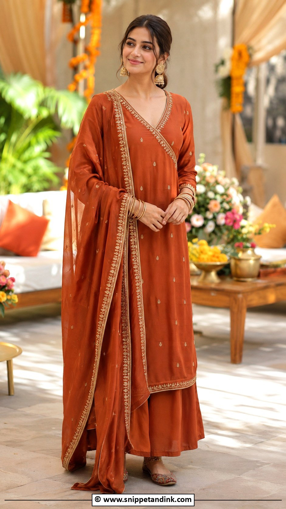 Rust Punjabi Angrakha Suit - Snippet and Ink - 30 Punjabi Wedding Suit Ideas