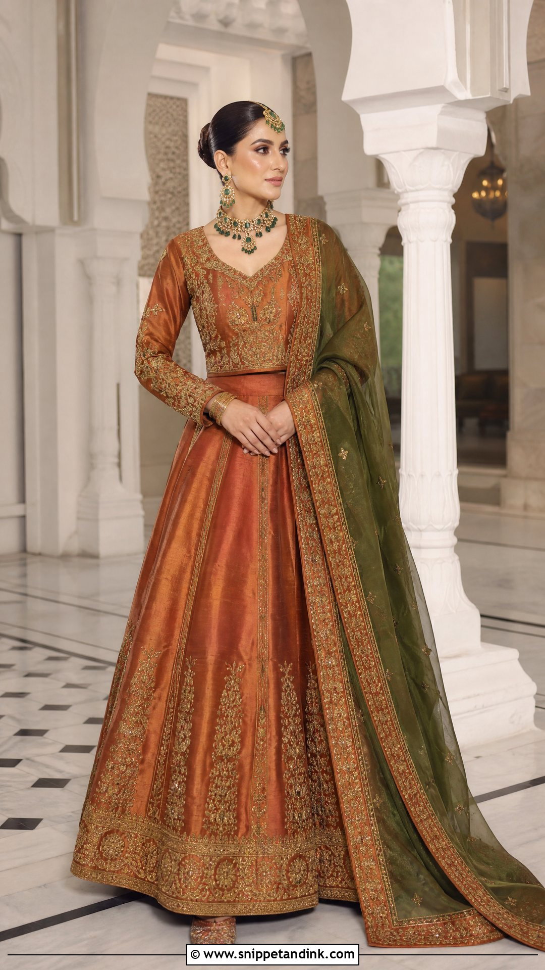 Rust Raw Silk Bridal Lehenga - Snippet and Ink - 20 Pakistani Bride Dresses