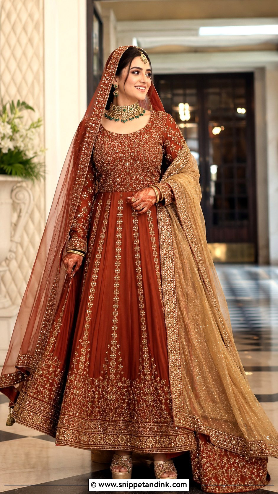 Rust Red Anarkali Gown Barat Dress - Snippet and Ink - 20 Barat Dress for Bride Ideas