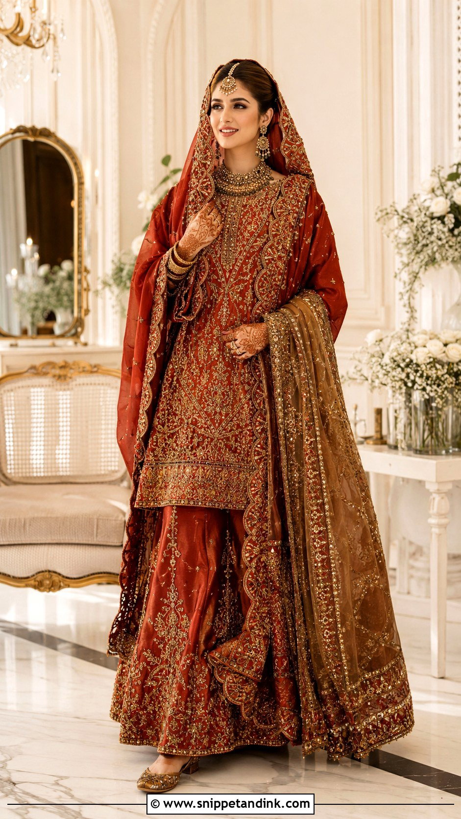 Rust Red Pakistani Bridal Barat Lehenga - Snippet and Ink - 20 Pakistani Bridal Barat Dresses