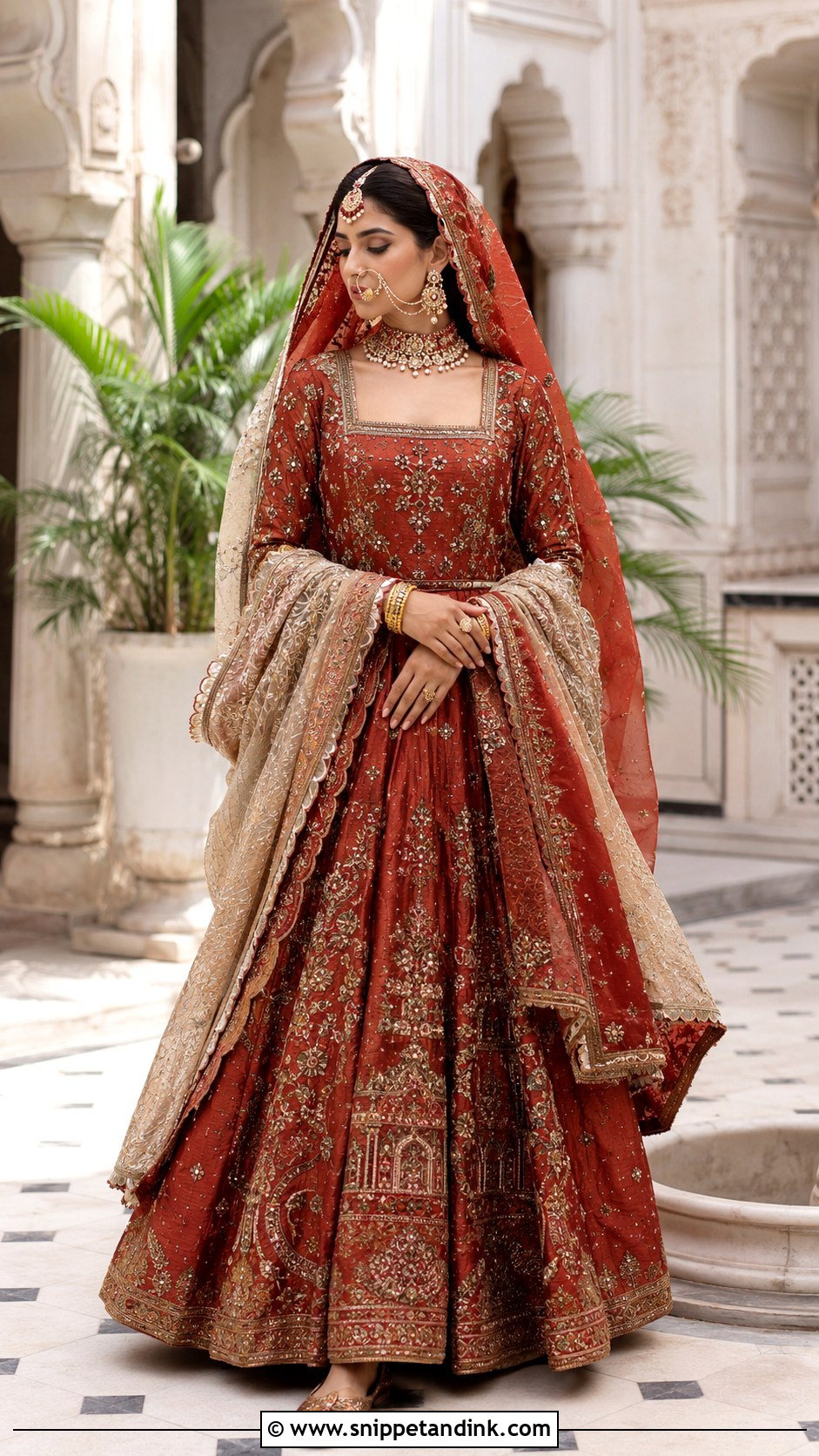 Rust Red Raw Silk Barat Lehnga - Snippet and Ink - 20 Barat Lehnga Pakistani Bridal Ideas