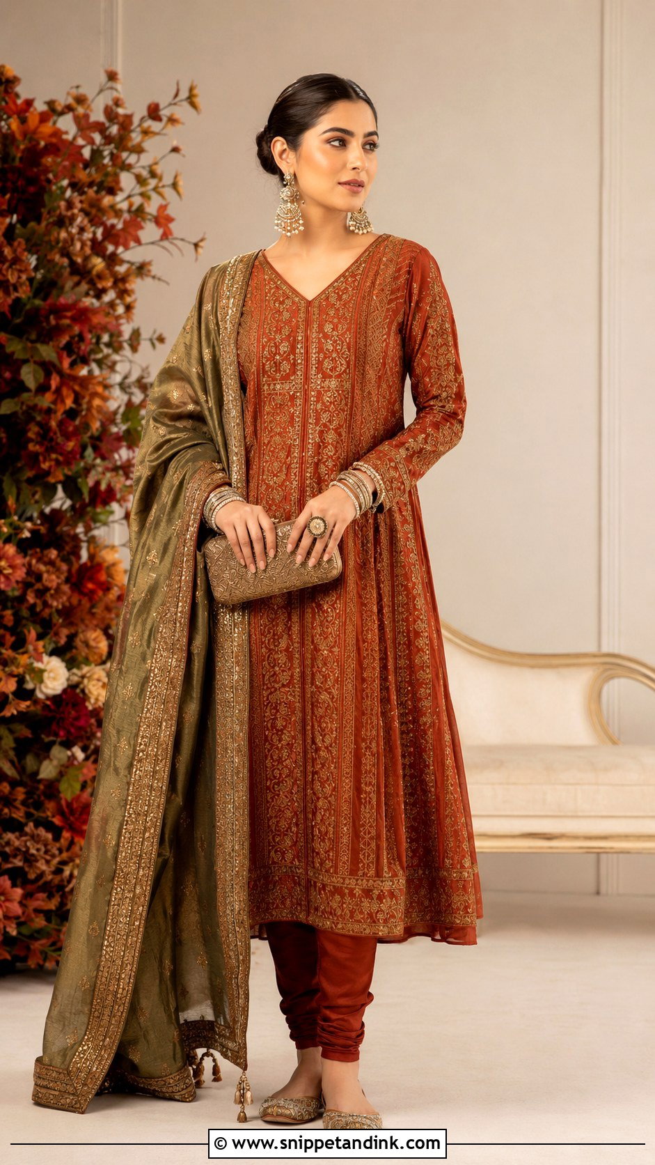 Rust Silk Bridal Churidar Suit - Snippet and Ink - 20 Bridal Salwar Suits