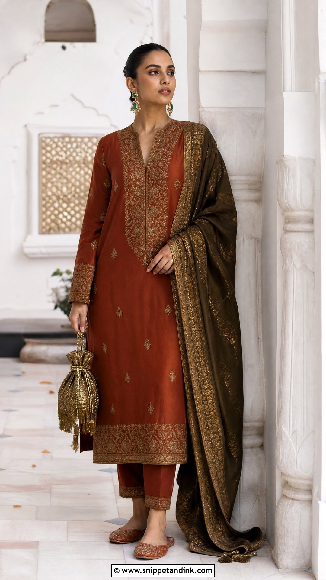 Rust Silk Sabyasachi Straight Suit - Snippet and Ink - 20 Sabyasachi Salwar Suits
