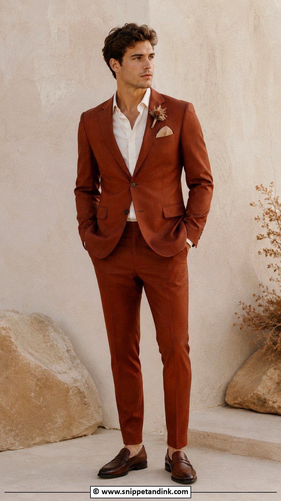 Rust Wedding Suit - Snippet and Ink - 35 Wedding Suit Ideas