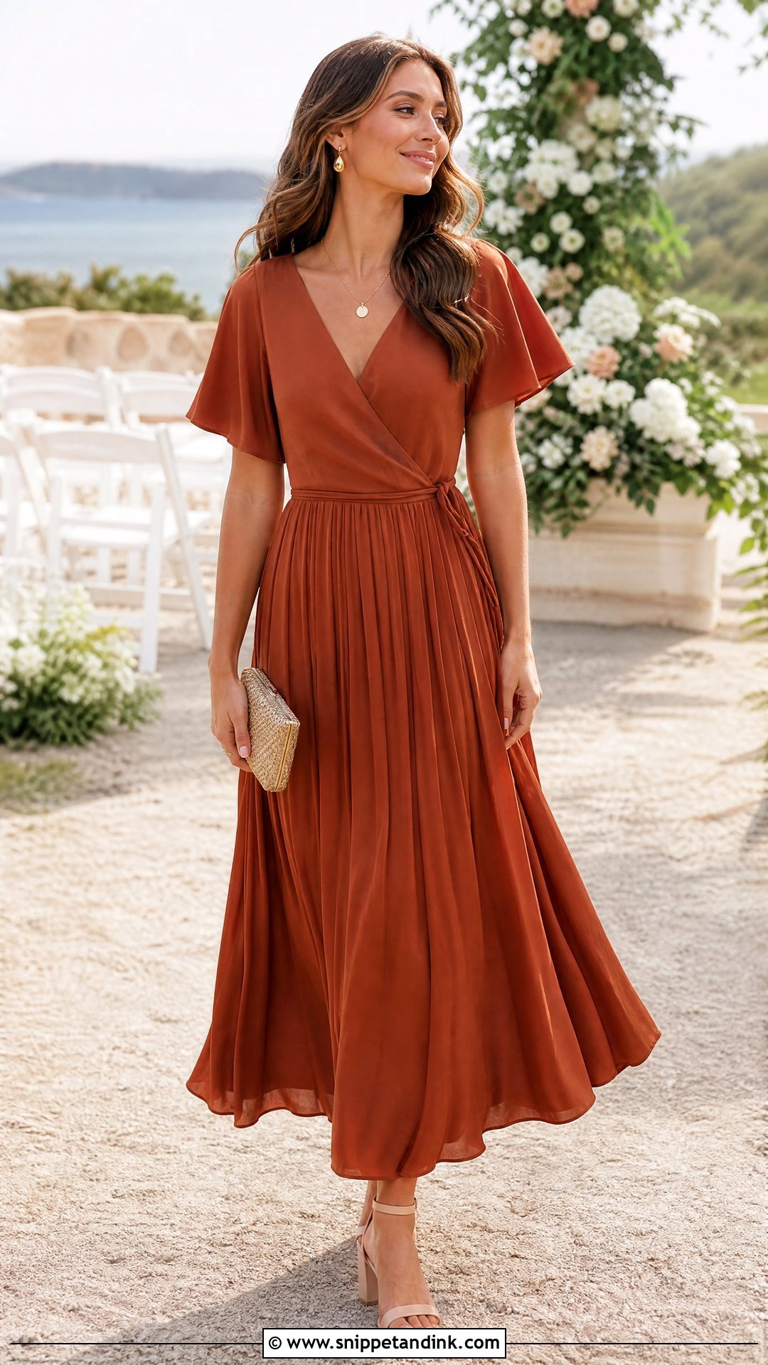 Rust Wrap Wedding Dress - Snippet and Ink - 20 Rust Wedding Dress Ideas