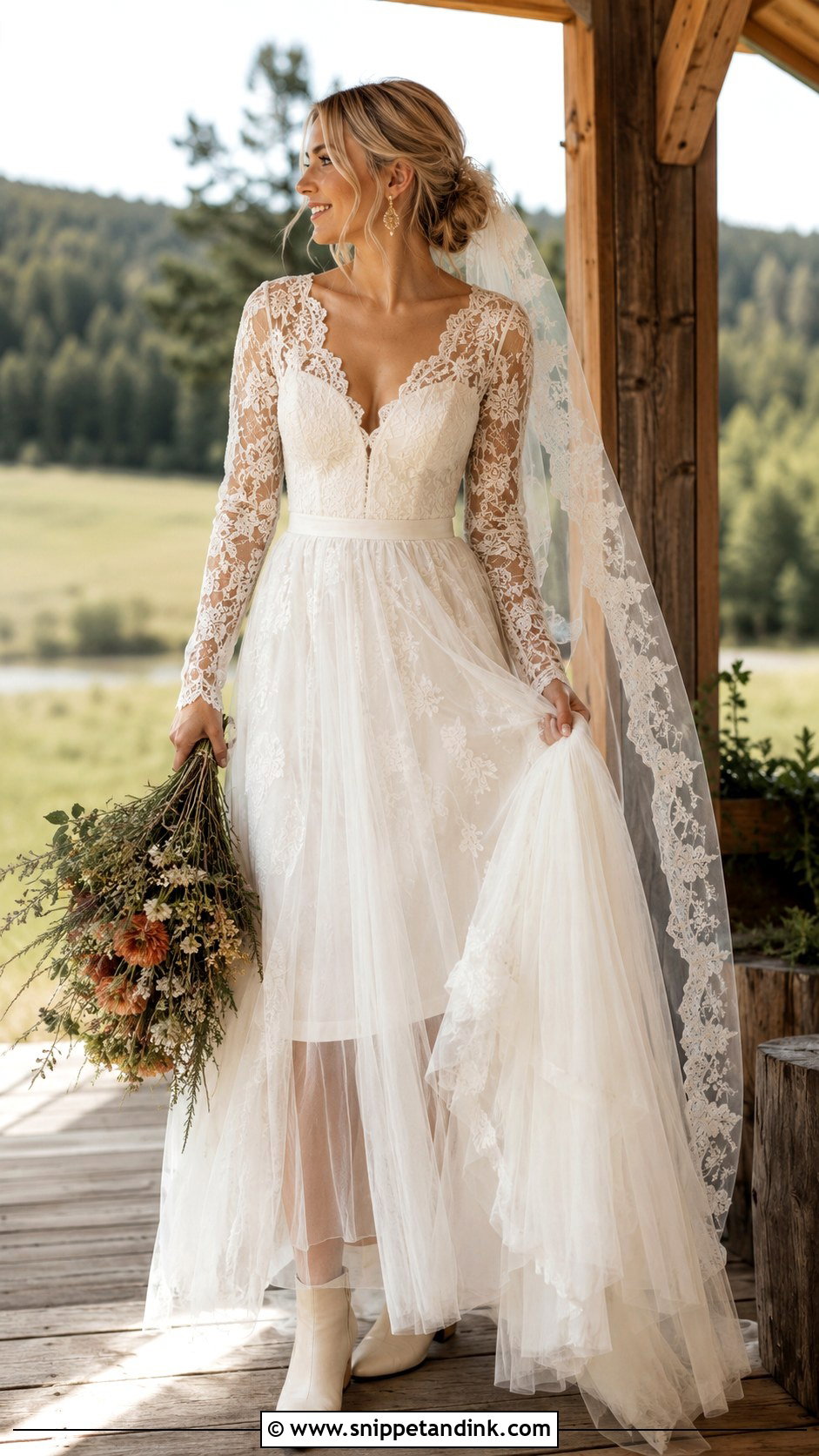 Rustic Boho Long Sleeve Wedding Dress - Snippet and Ink - 20 Boho Long Sleeve Wedding Dress Ideas