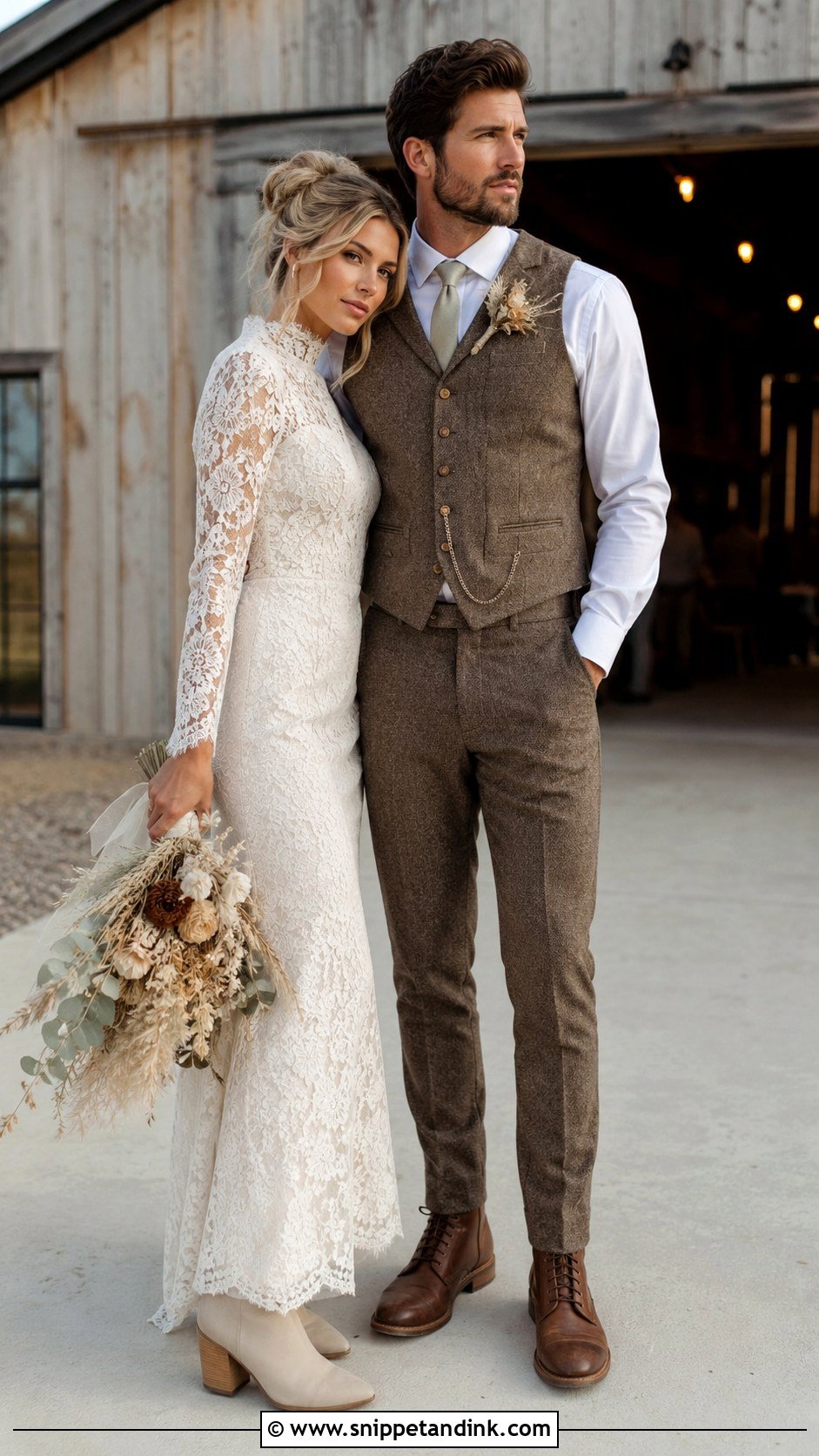 Rustic Bridal Couple Outfit - Snippet and Ink - 20 Bridal Couple Ideas