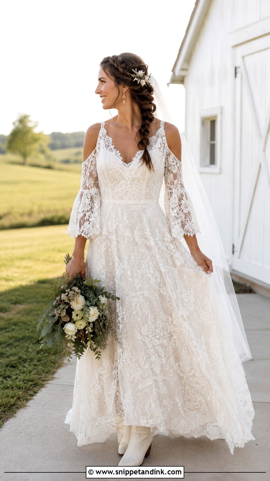 Rustic Cold Shoulder Wedding Dress - Snippet and Ink - 20 Cold Shoulder Wedding Dress Ideas