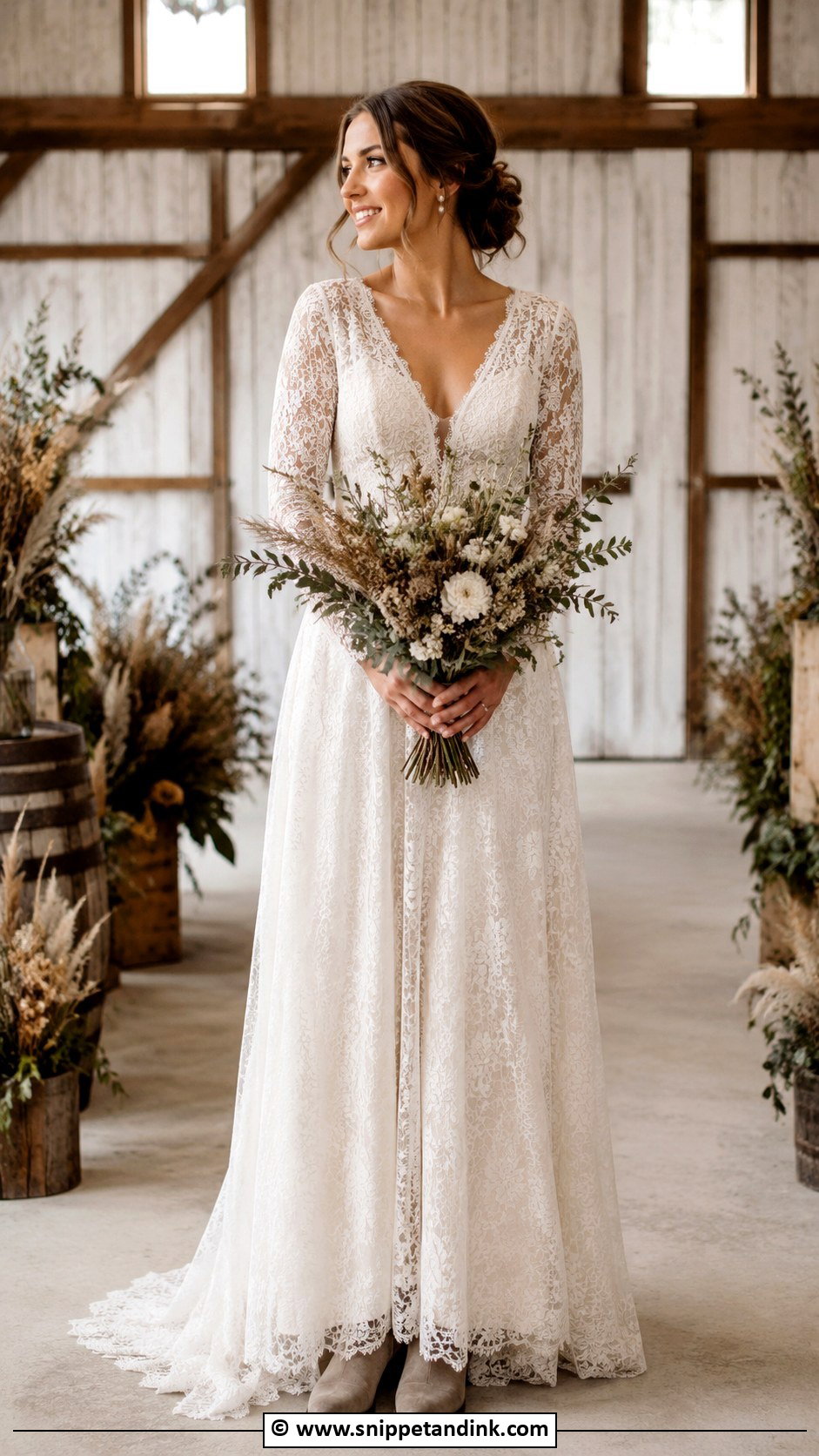 Rustic Country Wedding Dress With Long Sleeves - Snippet and Ink - 25 Country Wedding Dress Ideas