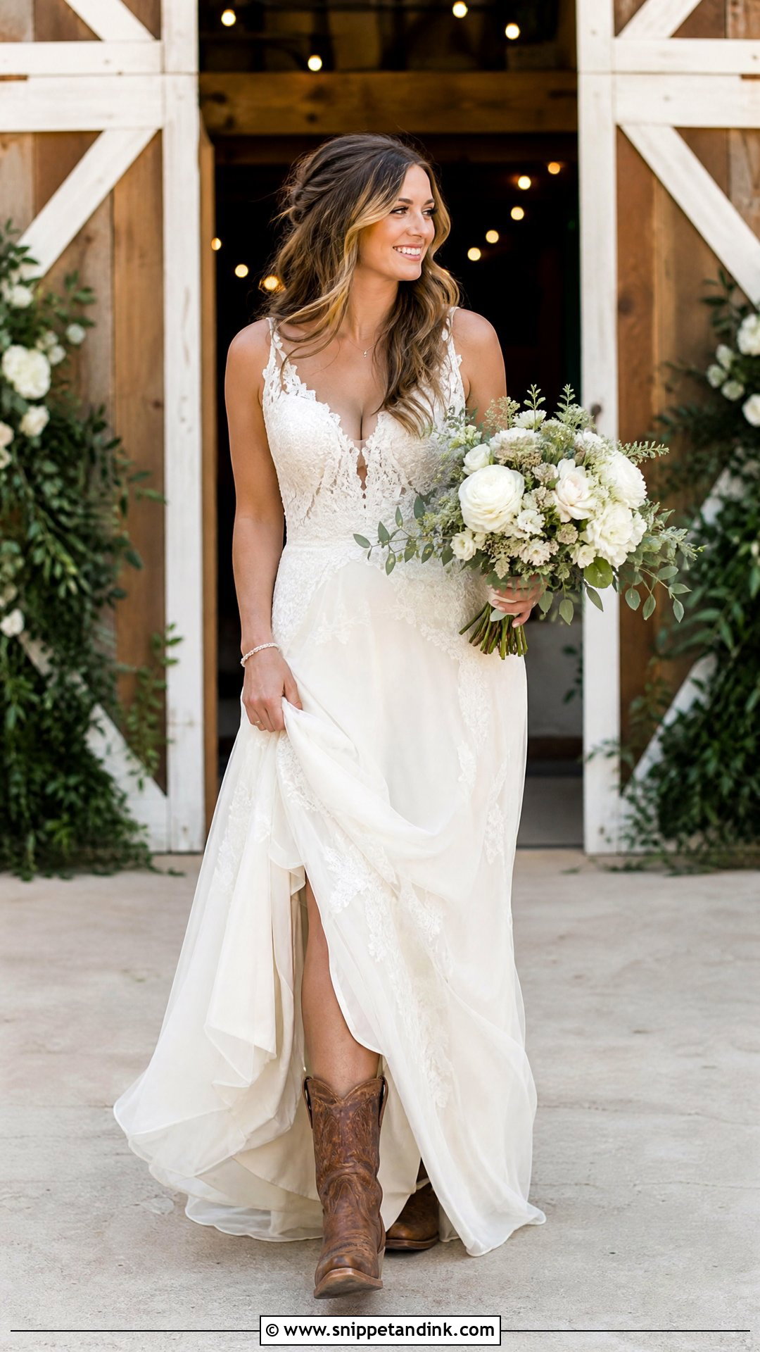 Rustic Farm Wedding Dress With Brown Boots - Snippet and Ink - 25 Farm Wedding Dress Ideas