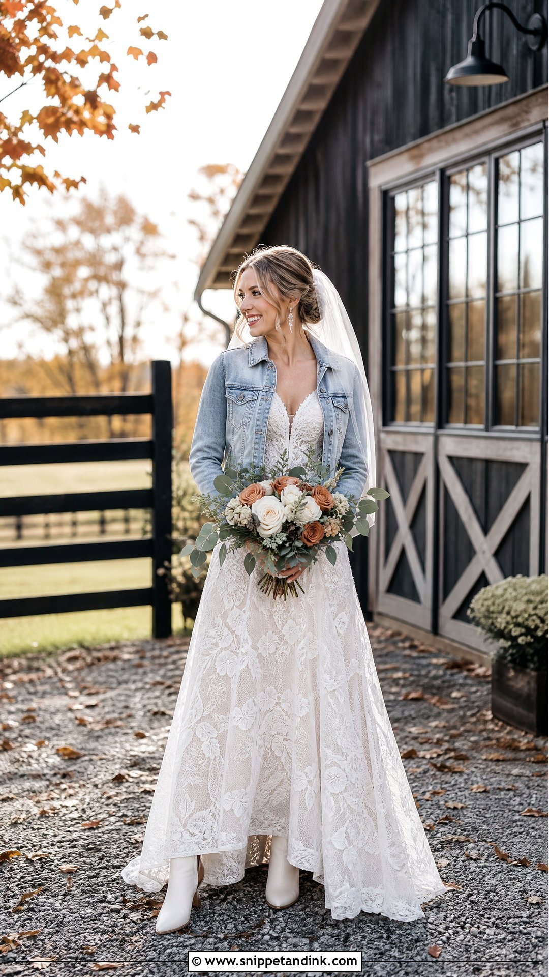 Rustic October Bridal Dress With Denim Jacket - Snippet and Ink - 20 October Bride Ideas