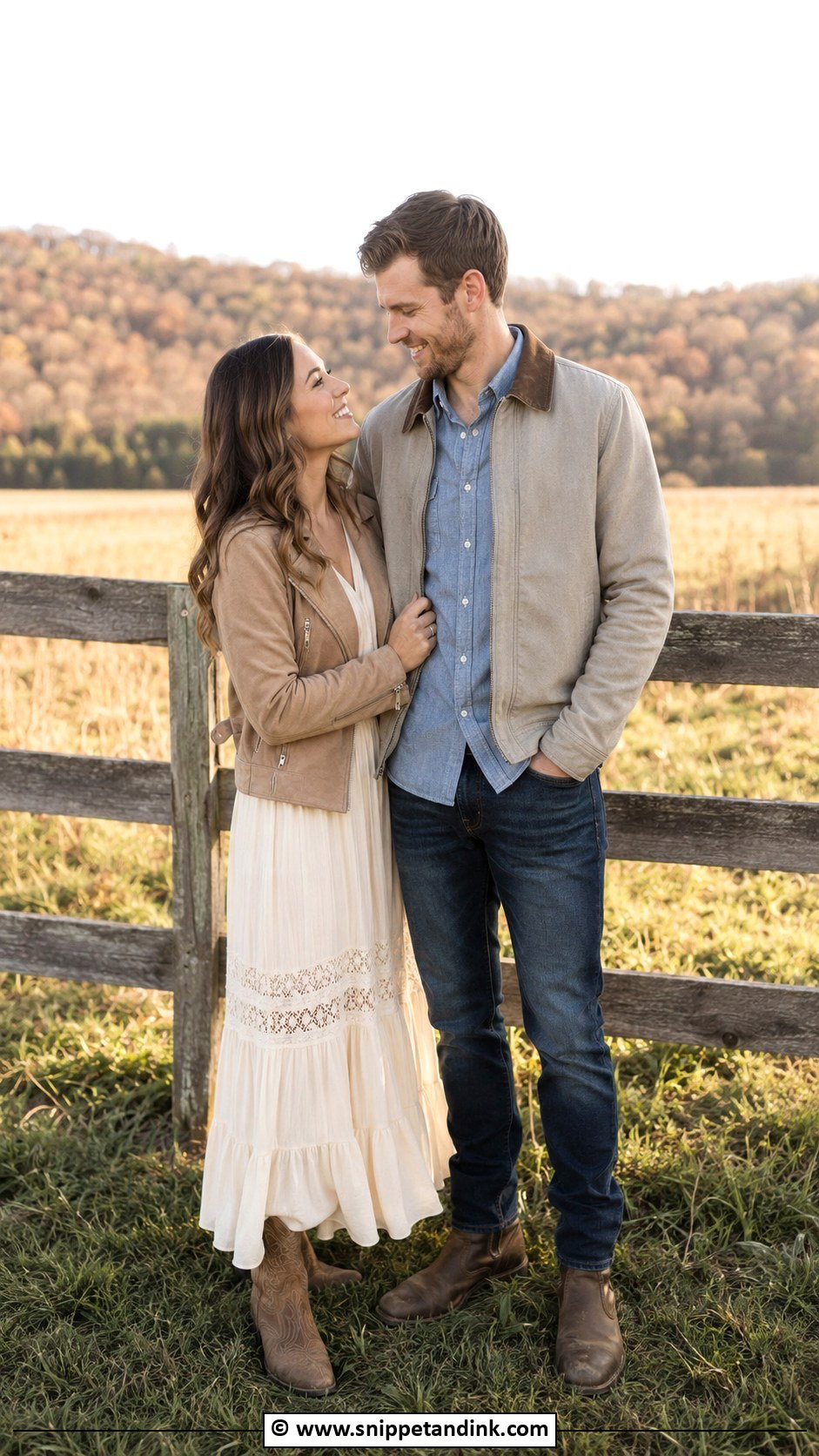 Rustic Outdoor Couples Photoshoot Outfit - Snippet and Ink - 30 Couples Photoshoot Outfits