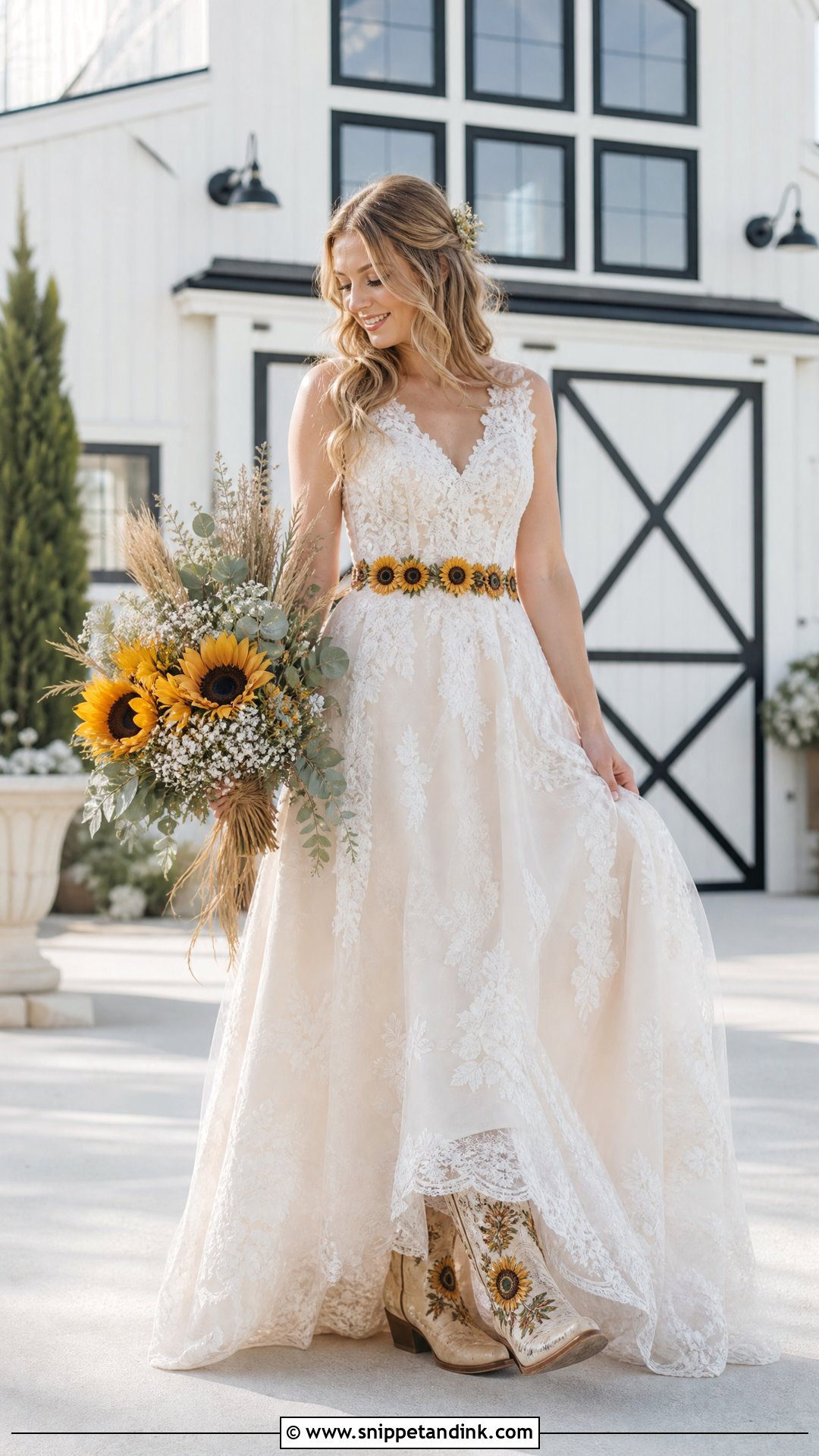 Rustic Sunflower Wedding Dress - Snippet and Ink - 25 Sunflower Wedding Dress Ideas