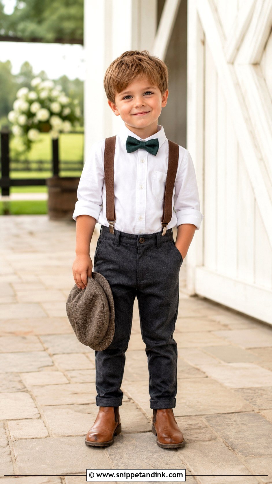 Rustic Suspenders Little Boy Wedding Outfit - Snippet and Ink - 20 Little Boy Wedding Outfit Ideas