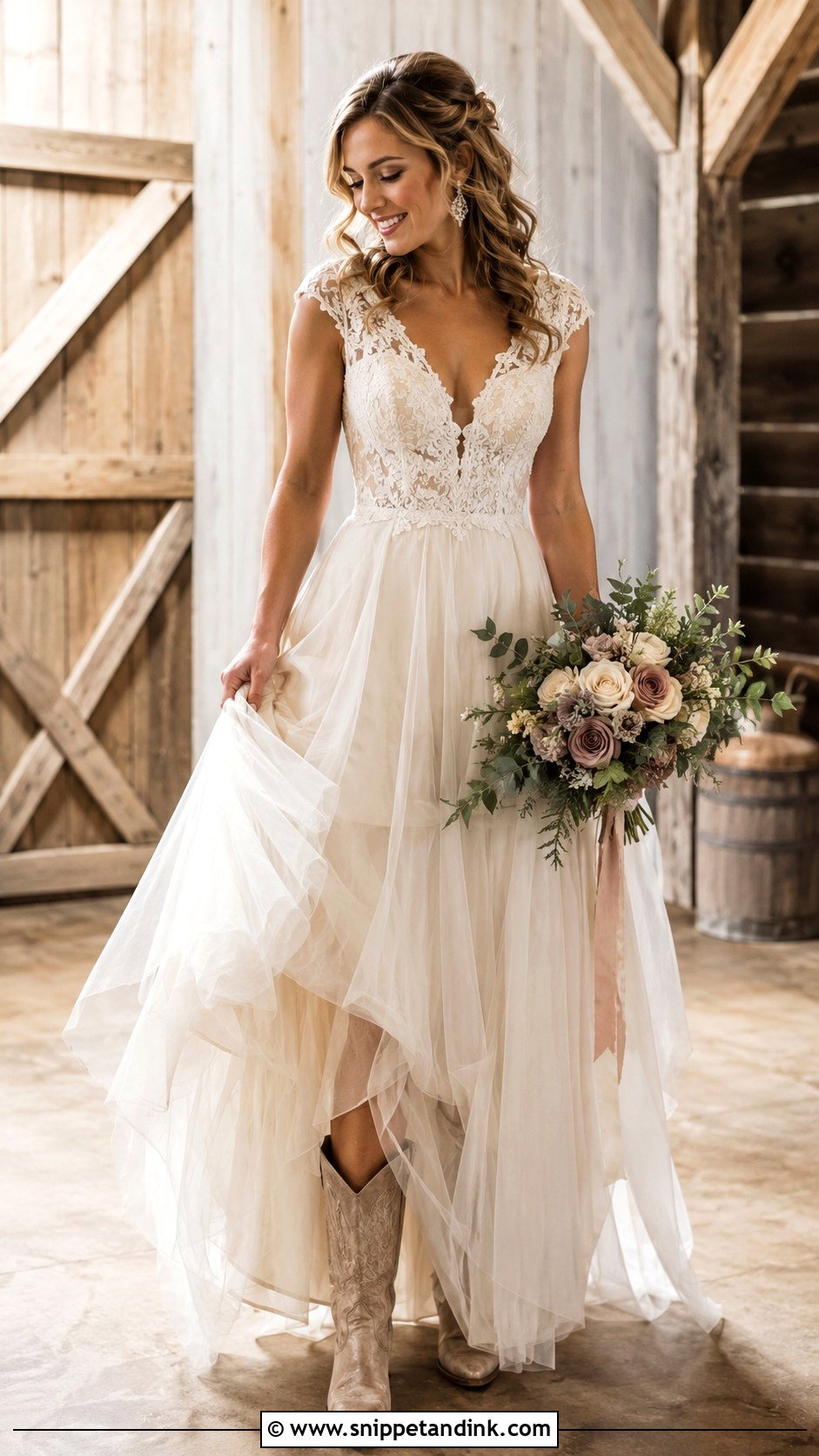 Rustic Tulle Wedding Dress - Snippet and Ink - 25 Country Style Wedding Dresses
