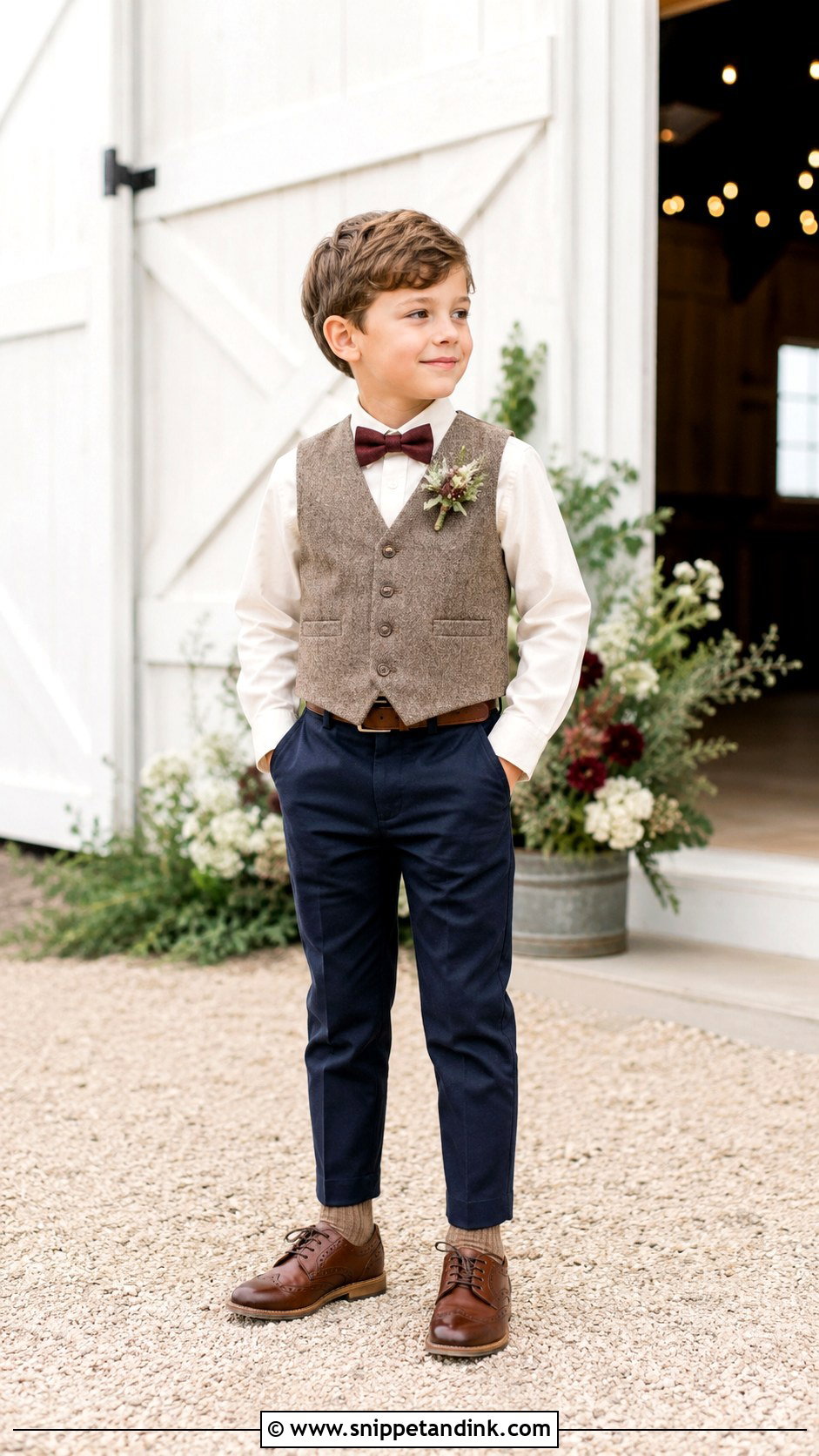 Rustic Tweed Vest Boys Wedding Outfit - Snippet and Ink - 20 Boys Wedding Outfits