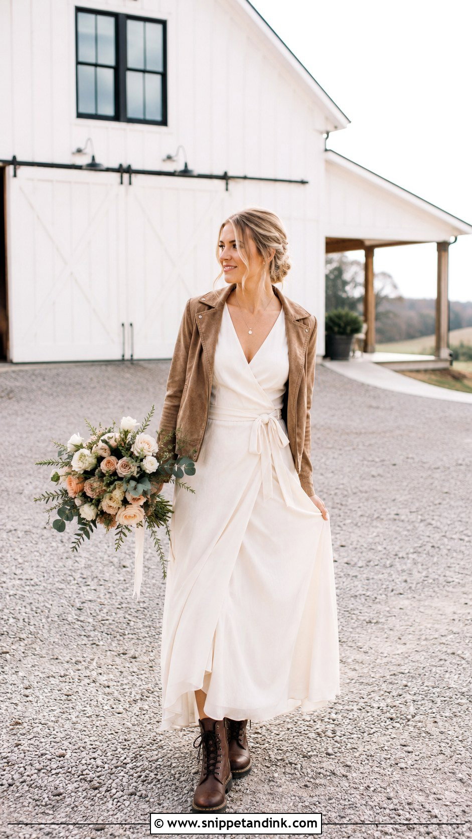 Rustic Wedding Dress With Brown Chelsea Doc Martens - Snippet and Ink - 20 Doc Martens Wedding Ideas