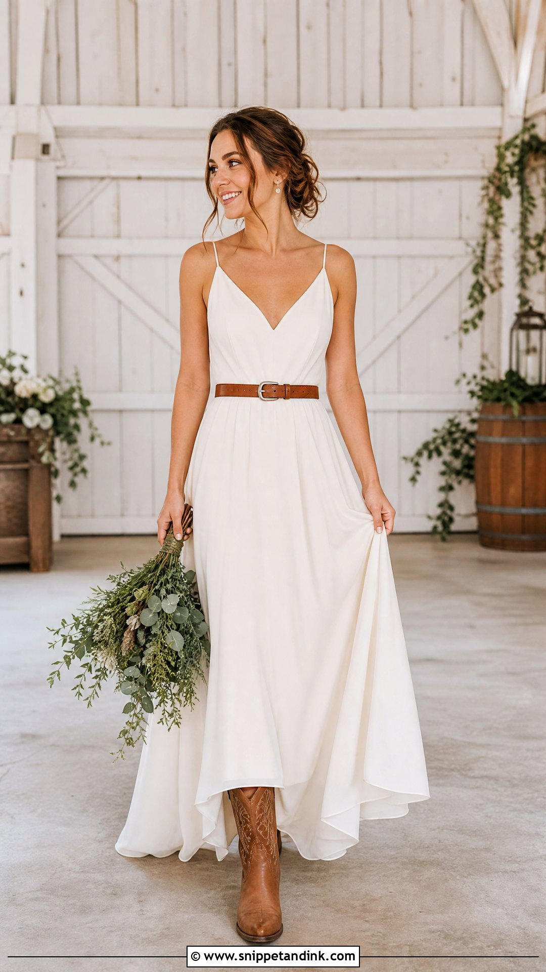 Rustic Wedding Dress With Western Belt And Cowboy Boots - Snippet and Ink - 20 Wedding Dress and Cowboy Boots Ideas