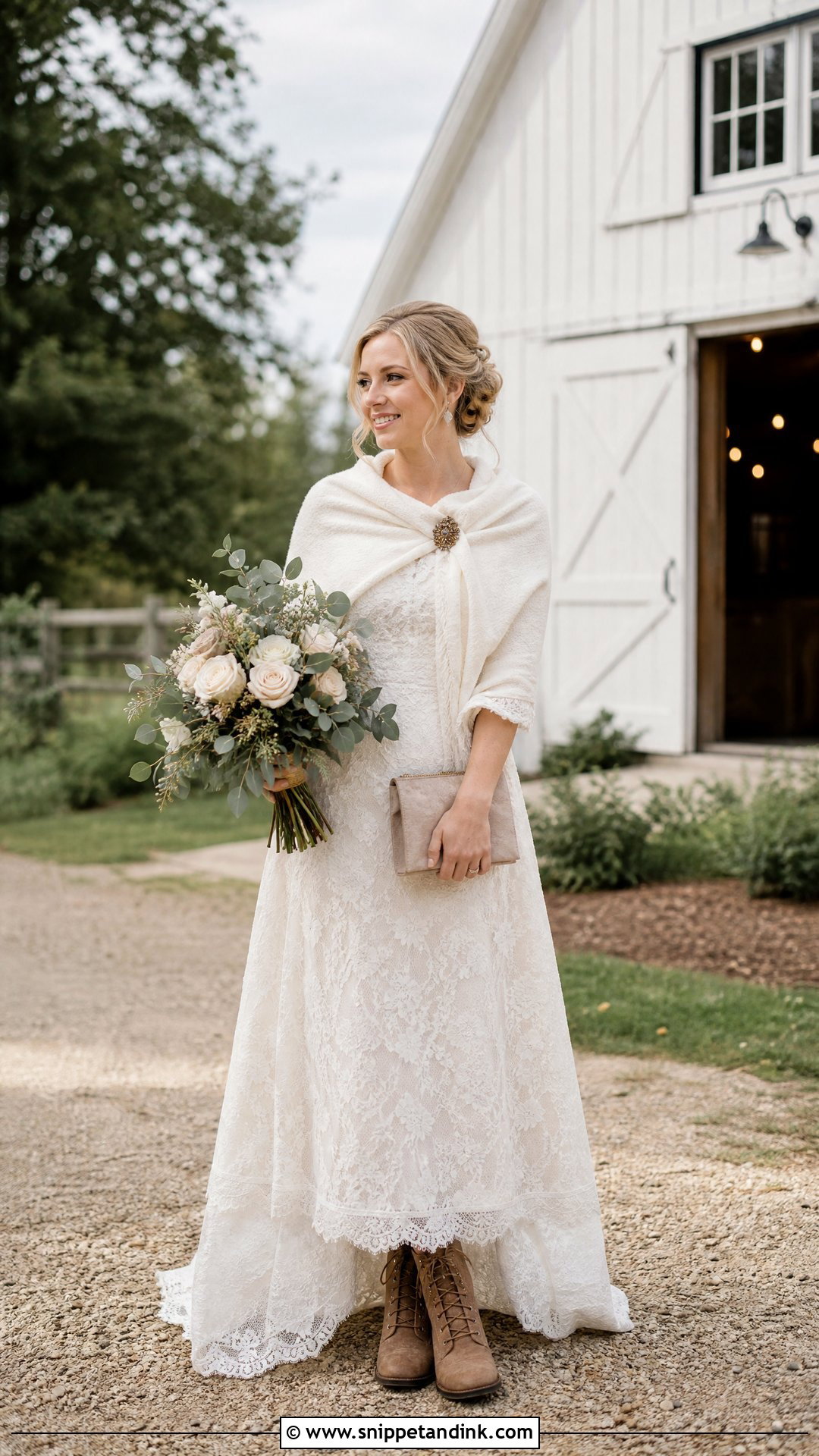 Rustic Wedding Dress With Woven Shawl - Snippet and Ink - 25 Wedding Dress with Shawl Ideas