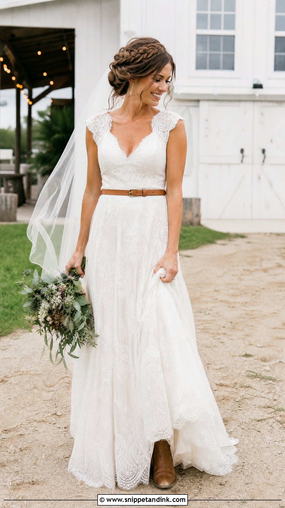 Rustic Wedding Dress with Leather Belt - Snippet and Ink - 20 Wedding Dress with Belt Ideas