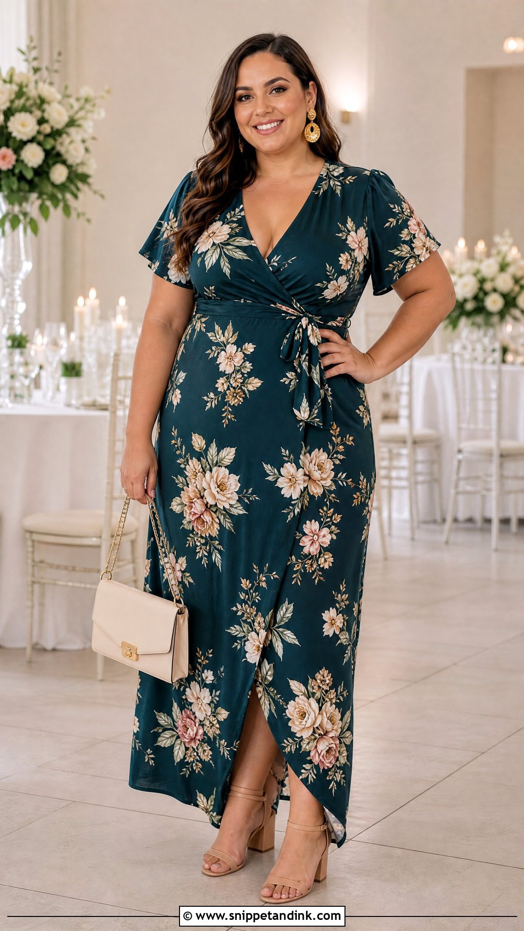 SHEIN Plus Size Wrap Dress Wedding Outfit - Snippet and Ink - 20 Shein Wedding Ideas
