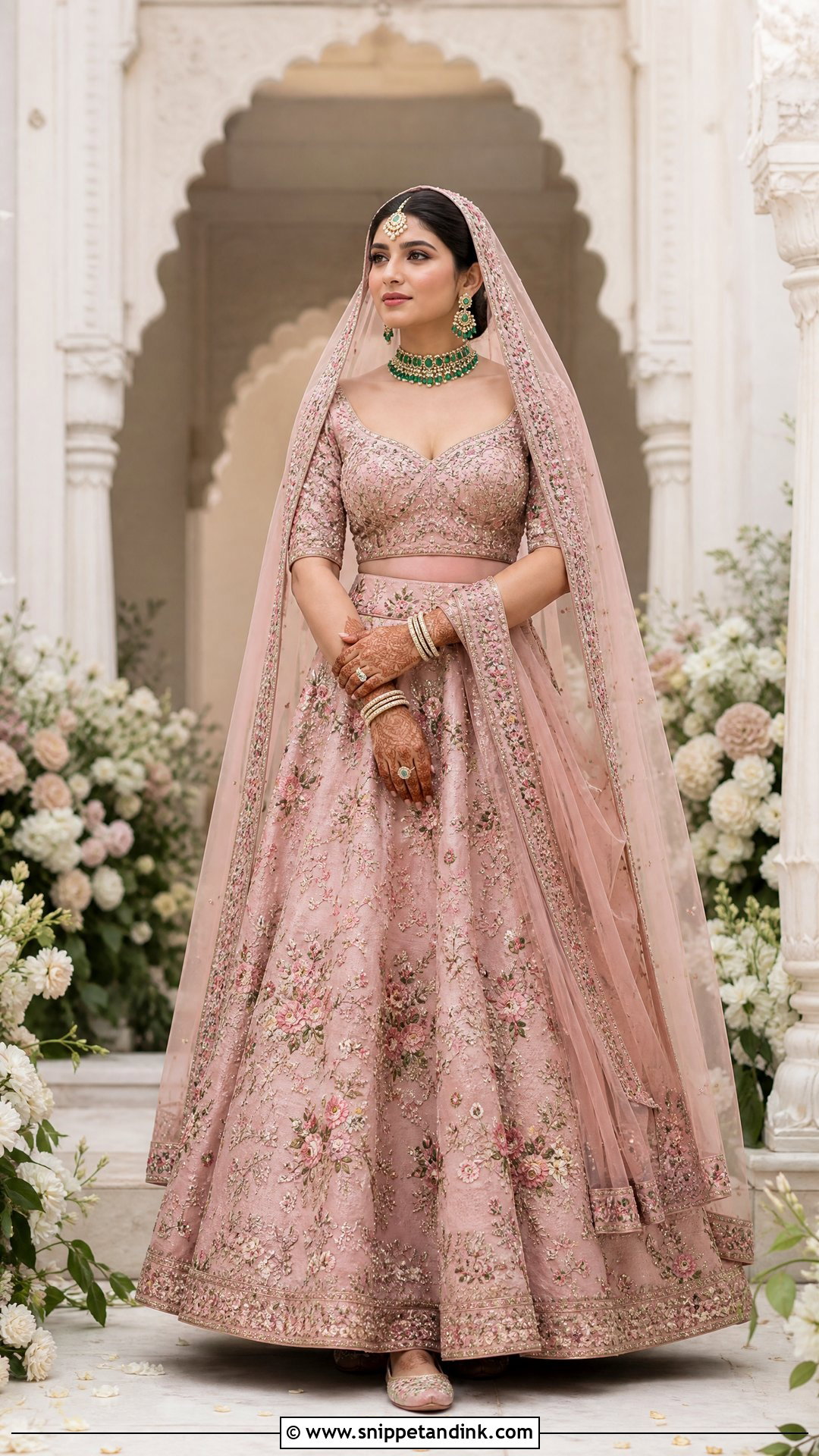 Sabyasachi Blush Pink Floral Bridal Lehenga - Snippet and Ink - 20 Sabyasachi Bridal Collection Ideas