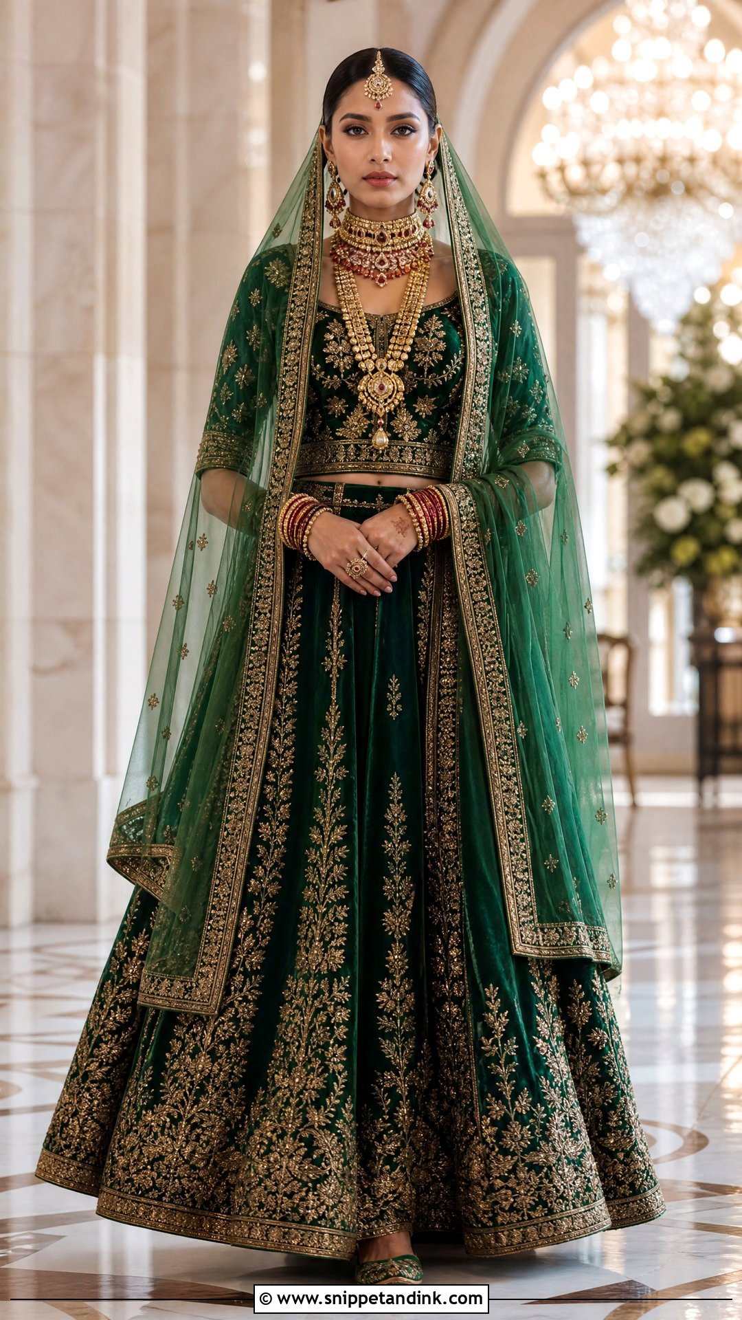 Sabyasachi Emerald Green Velvet Bridal Lehenga - Snippet and Ink - 20 Sabyasachi Bridal Collection Ideas