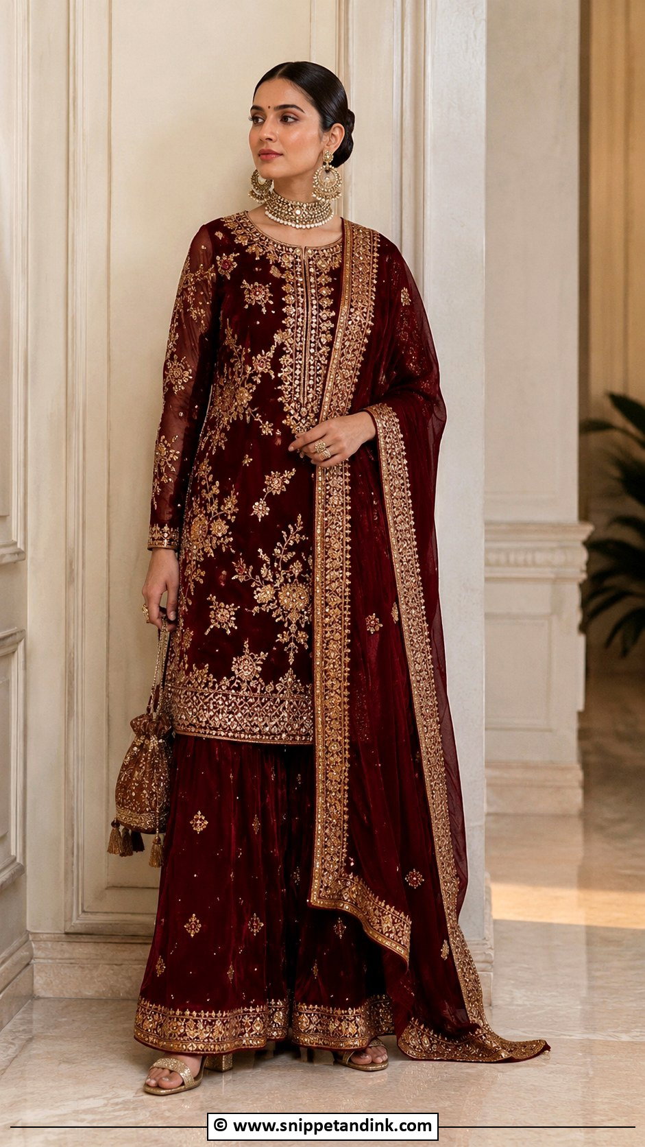 Sabyasachi Maroon Palazzo Suit - Snippet and Ink - 30 Sabyasachi Suits