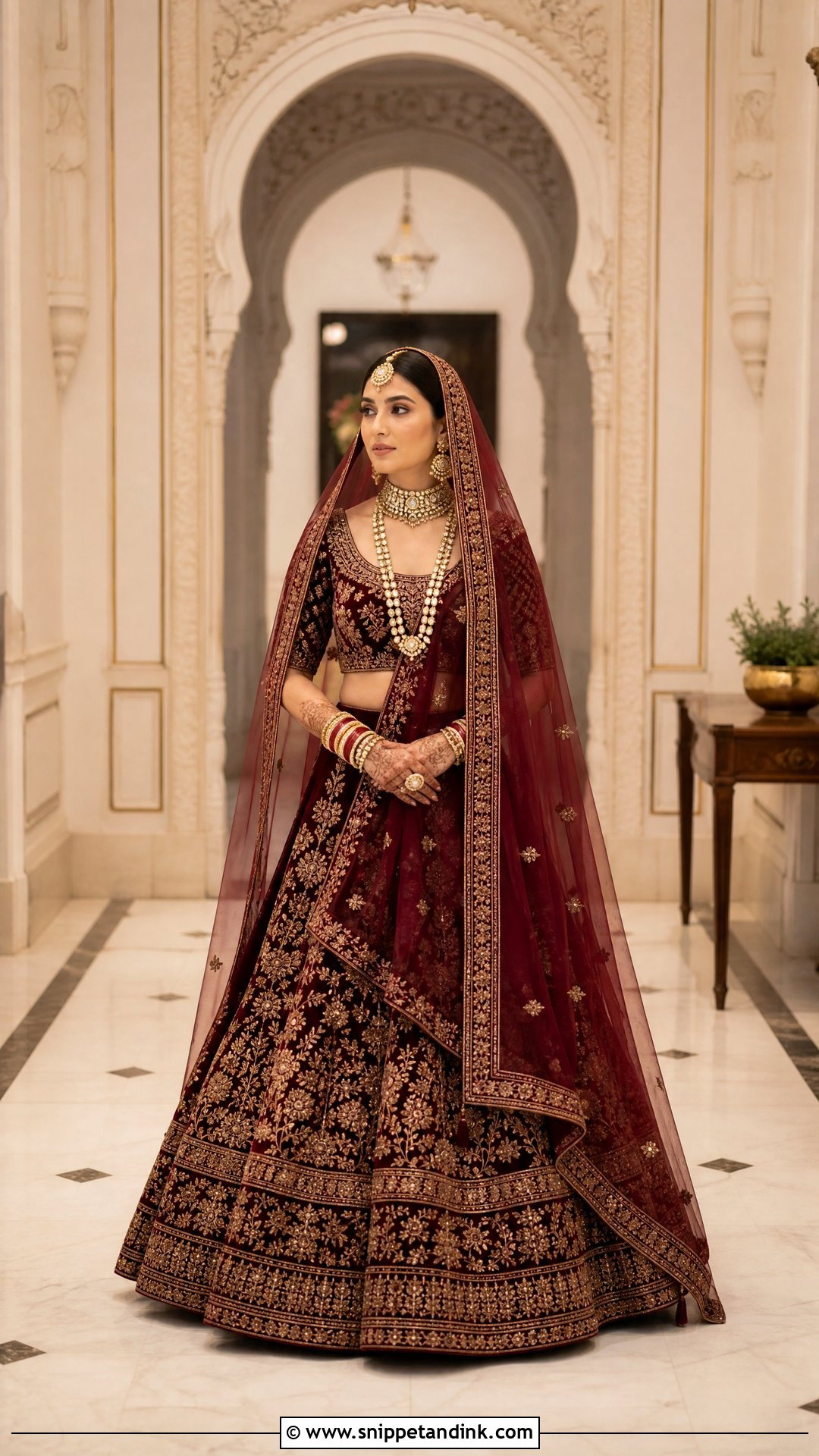 Sabyasachi Maroon Velvet Bridal Lehenga - Snippet and Ink - 20 Sabyasachi Bridal Collection Ideas