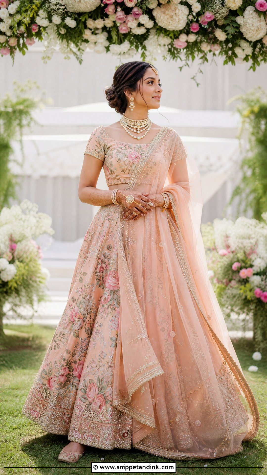 Sabyasachi Peach Floral Bridal Lehenga - Snippet and Ink - 20 Sabyasachi Bridal Collection Ideas
