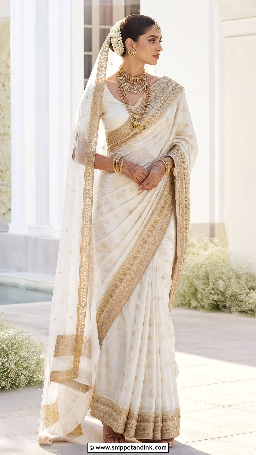 Sabyasachi White And Gold Bridal Saree - Snippet and Ink - 20 Sabyasachi Bridal Collection Ideas