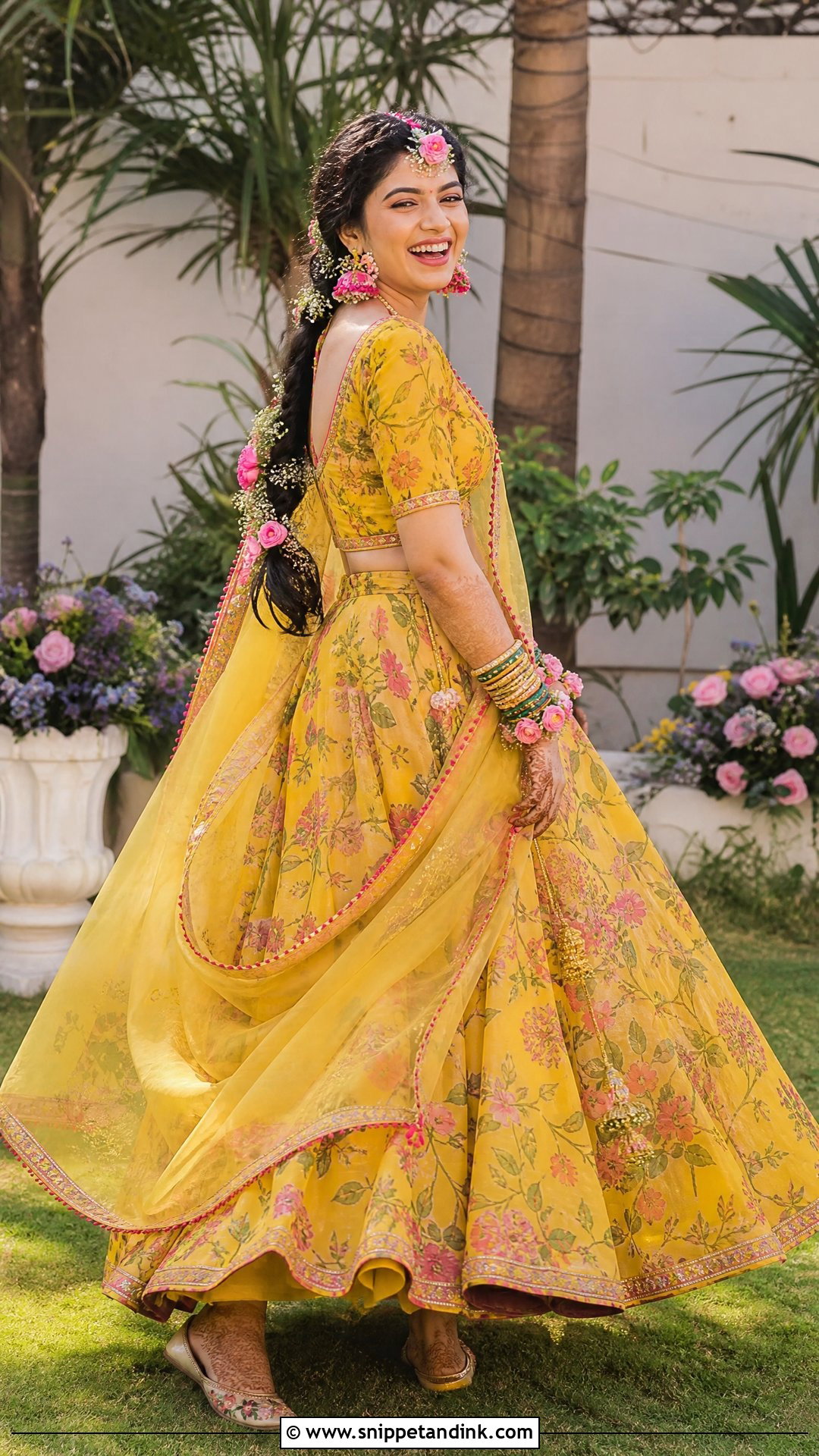 Sabyasachi Yellow Floral Mehendi Lehenga - Snippet and Ink - 20 Sabyasachi Bridal Collection Ideas