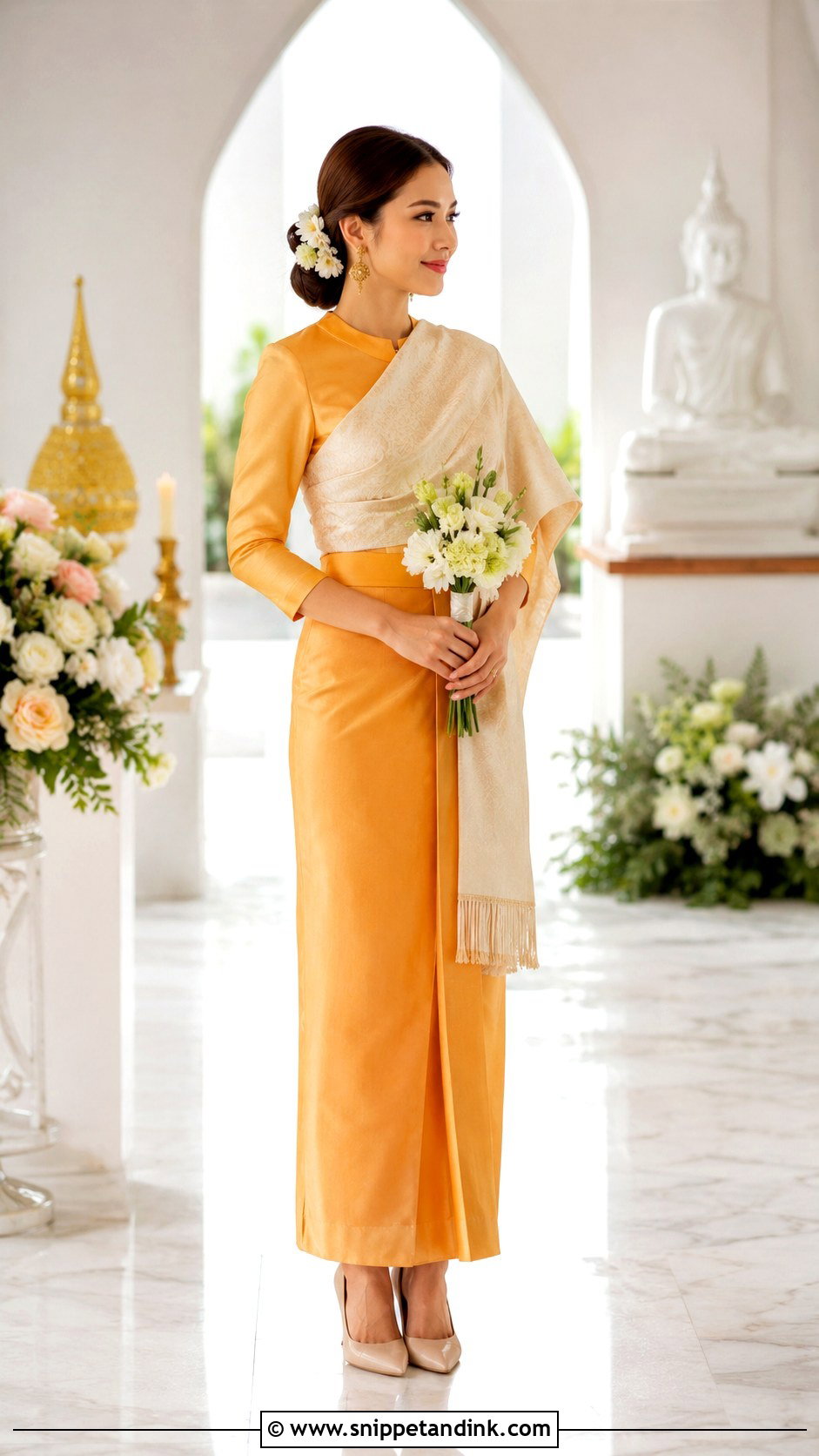 Saffron Buddhist Wedding Dress - Snippet and Ink - 25 Buddhist Wedding Dress Ideas