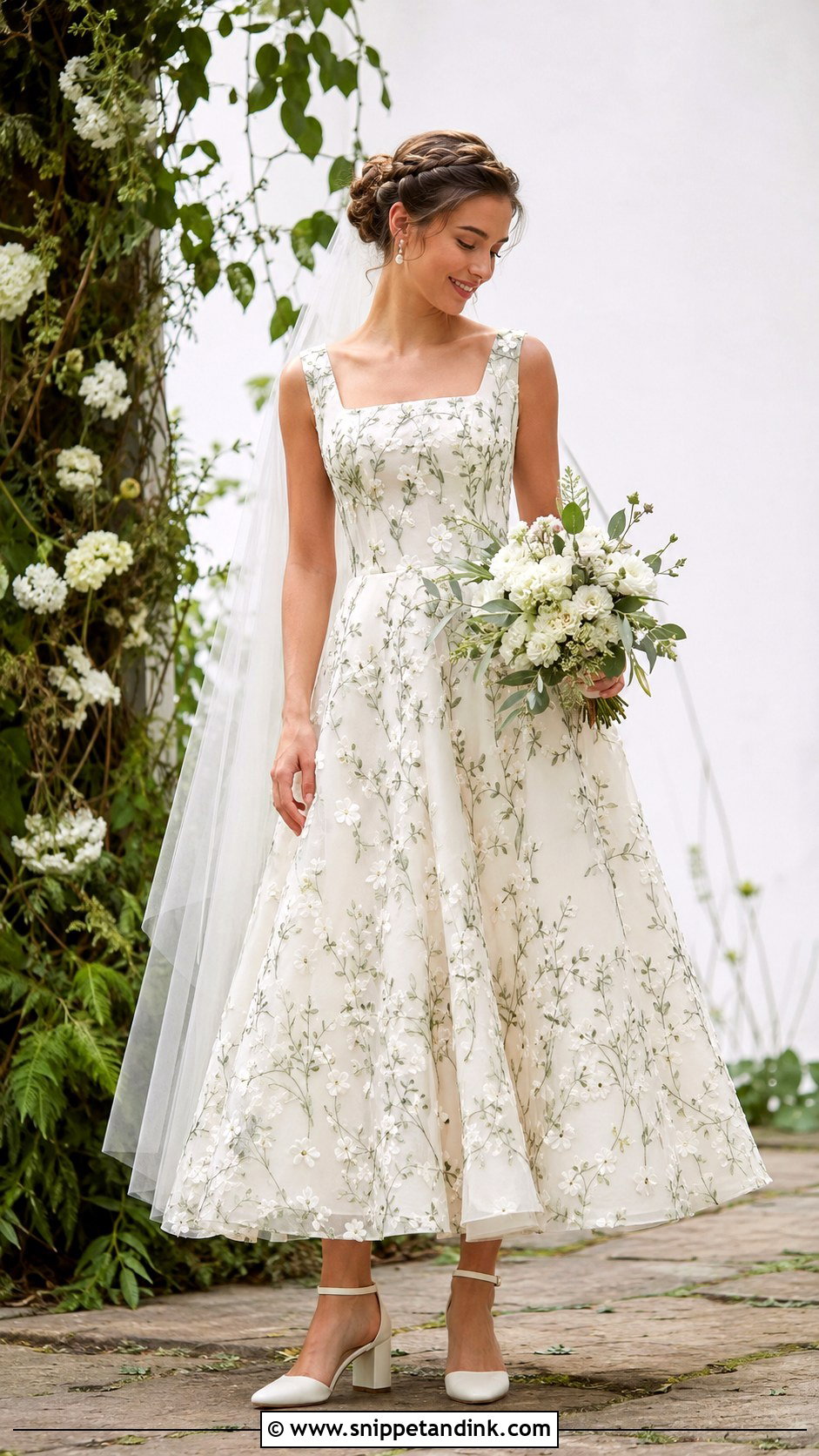 Sage Embroidered Garden Party Wedding Dress With Ivory Shoes - Snippet and Ink - 20 Garden Party Wedding Dress the Bride Ideas