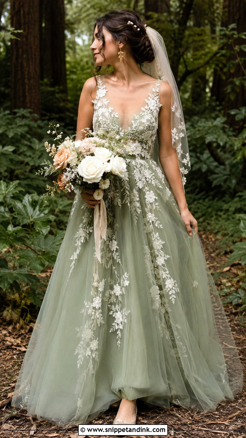 Sage Forest Wedding Dress - Snippet and Ink - 20 Forest Wedding Aesthetic Wedding Dress Ideas