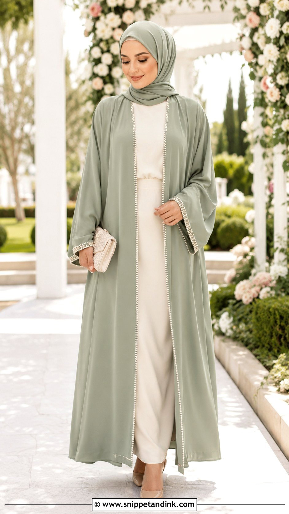 Sage Green Abaya Wedding Dress Outfit - Snippet and Ink - 25 Abaya Wedding Dress Ideas