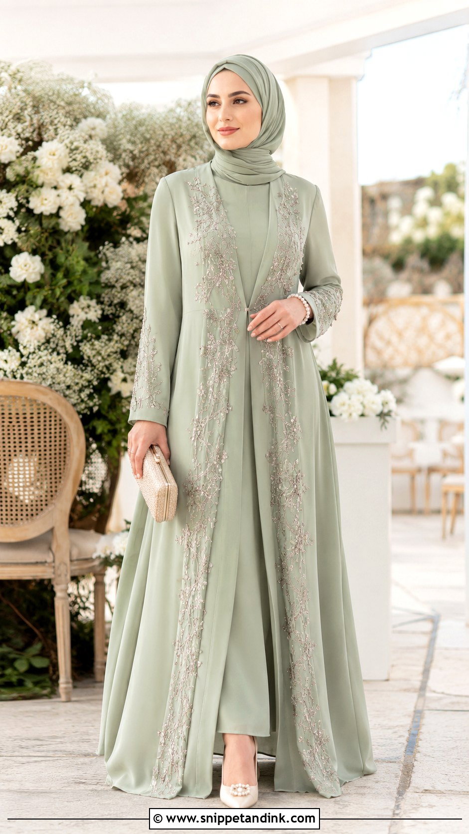 Sage Green Abaya - Snippet and Ink - 30 Wedding Abaya Ideas